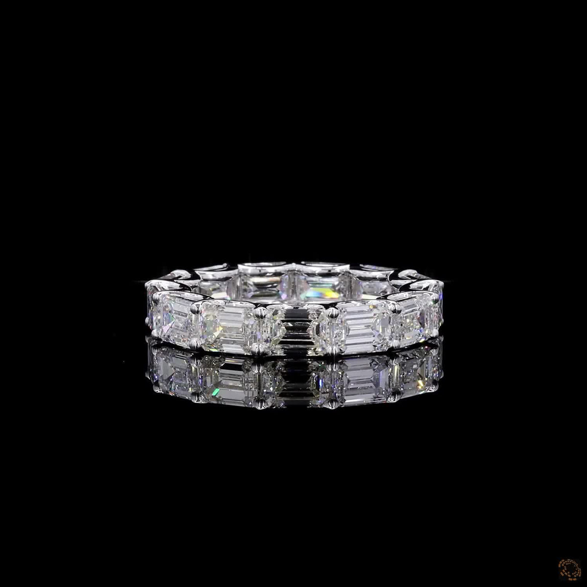 6.83 Ct East-West Emerald Cut Diamond Eternity Band set in white gold