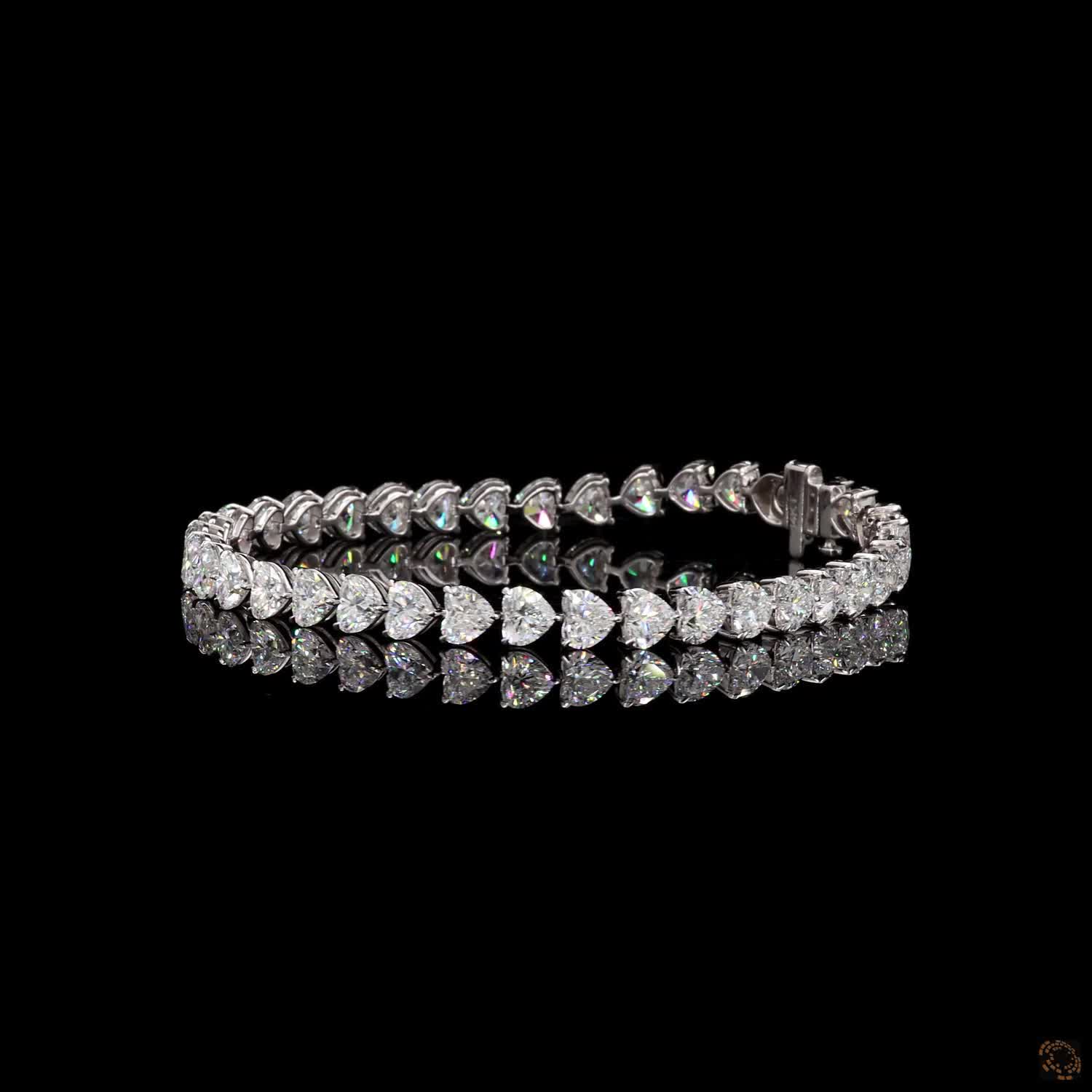 15.10 Ct 14K Yellow Gold Heart-Shaped Diamond Line Bracelet
