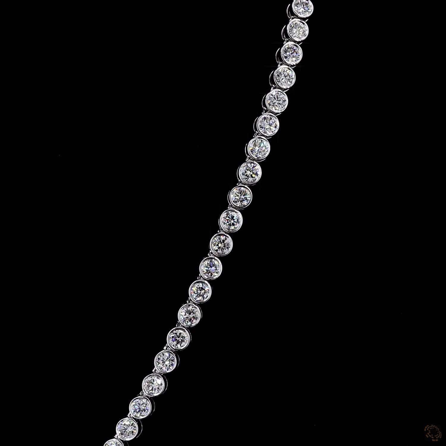 8.3 Ct Discover sleek, modern elegance with this bezel-set round-cut diamond tennis necklace