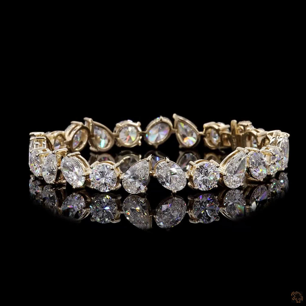 24.59Ct Lab Grown Diamond 14k Yellow Gold Multishape Diamond Bracelet