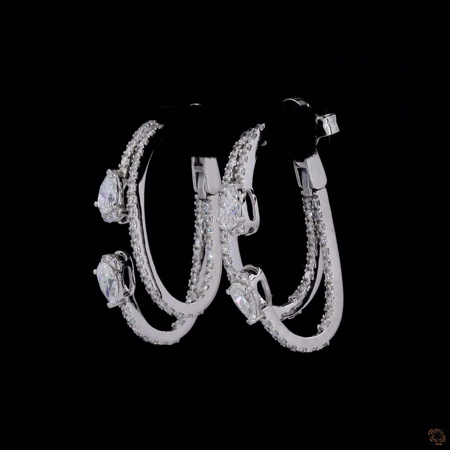 2.47 Cts Pear-Cut Diamond Drop Earrings in Luxurious White Gold