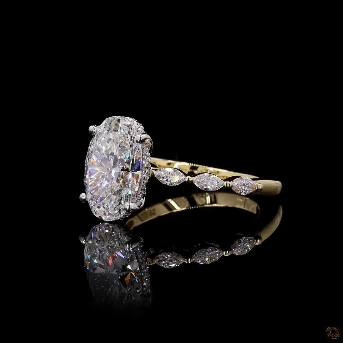 4.05 Ct Oval Cut Lab Grown Diamond Engagement Ring Set 