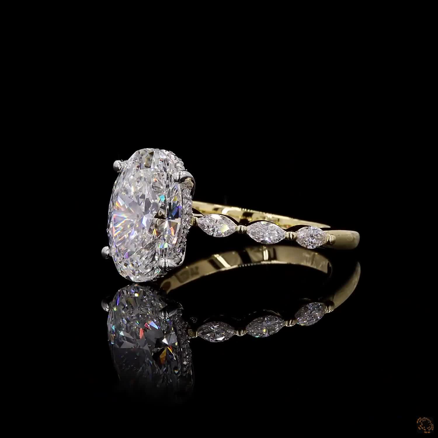 4.05 Ct Oval Cut Lab Grown Diamond Engagement Ring Set 