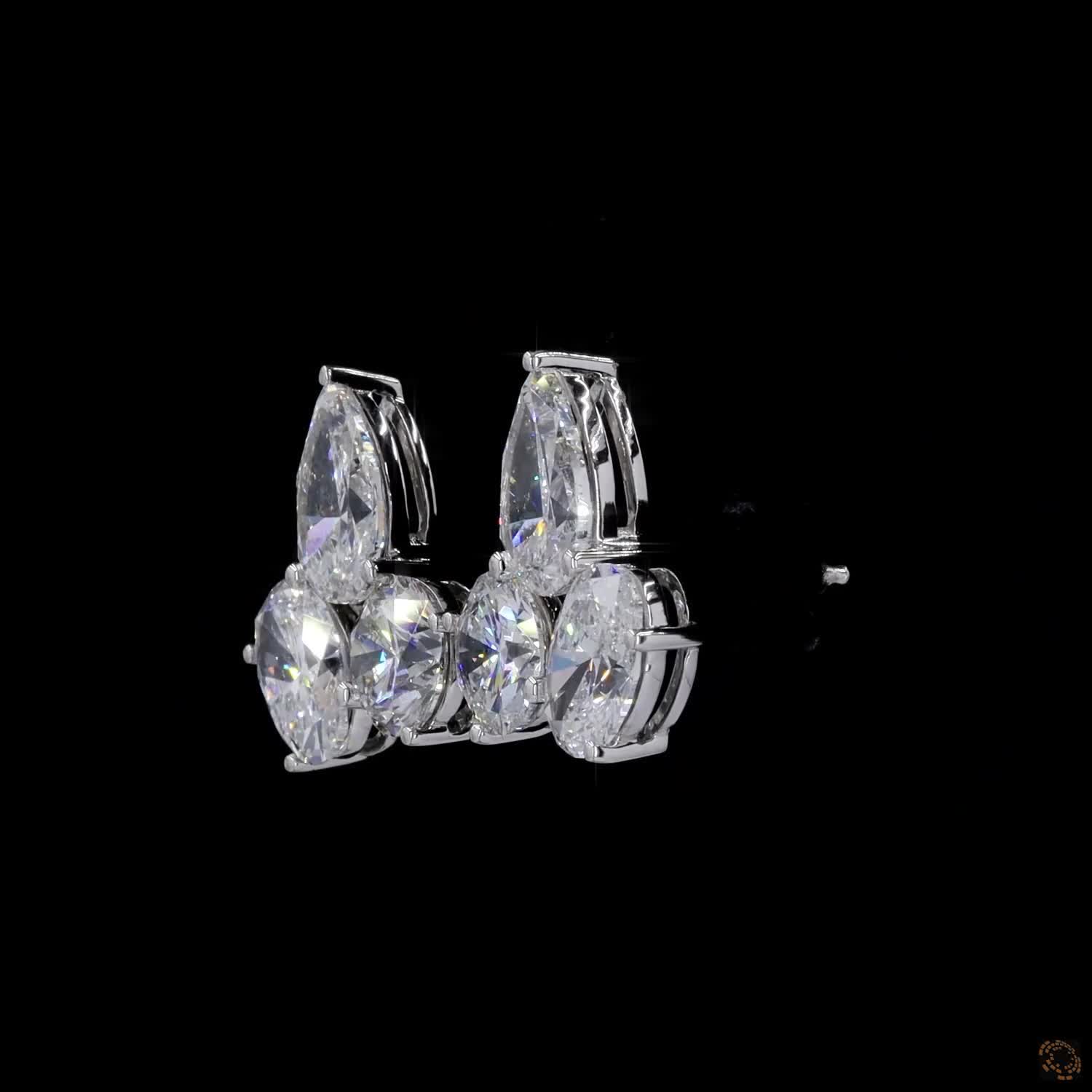 6.43 Cts Mixed Diamond Shape With Cluster Earrings