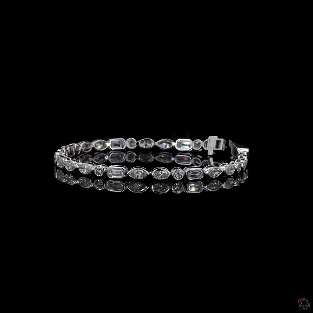 6.19 Ct Silver-Tone Geometric Crystal Bracelet for Women – Elegant Sparkling Link Bracelet