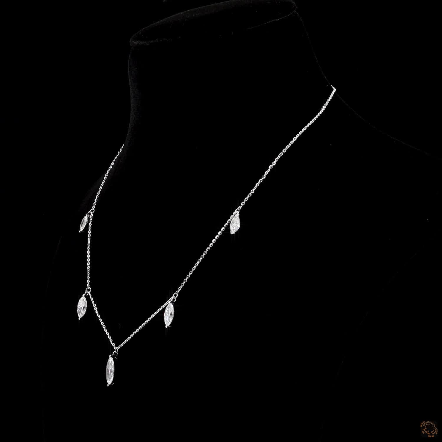 4.35 Ct Multi-Stone Marquise Diamond Drop Charm Fashion Necklace