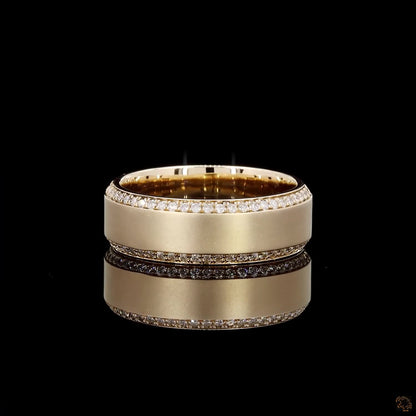 0.47 Ct Yellow Gold Diamond Wedding Band Ring Anniversary Natural Round