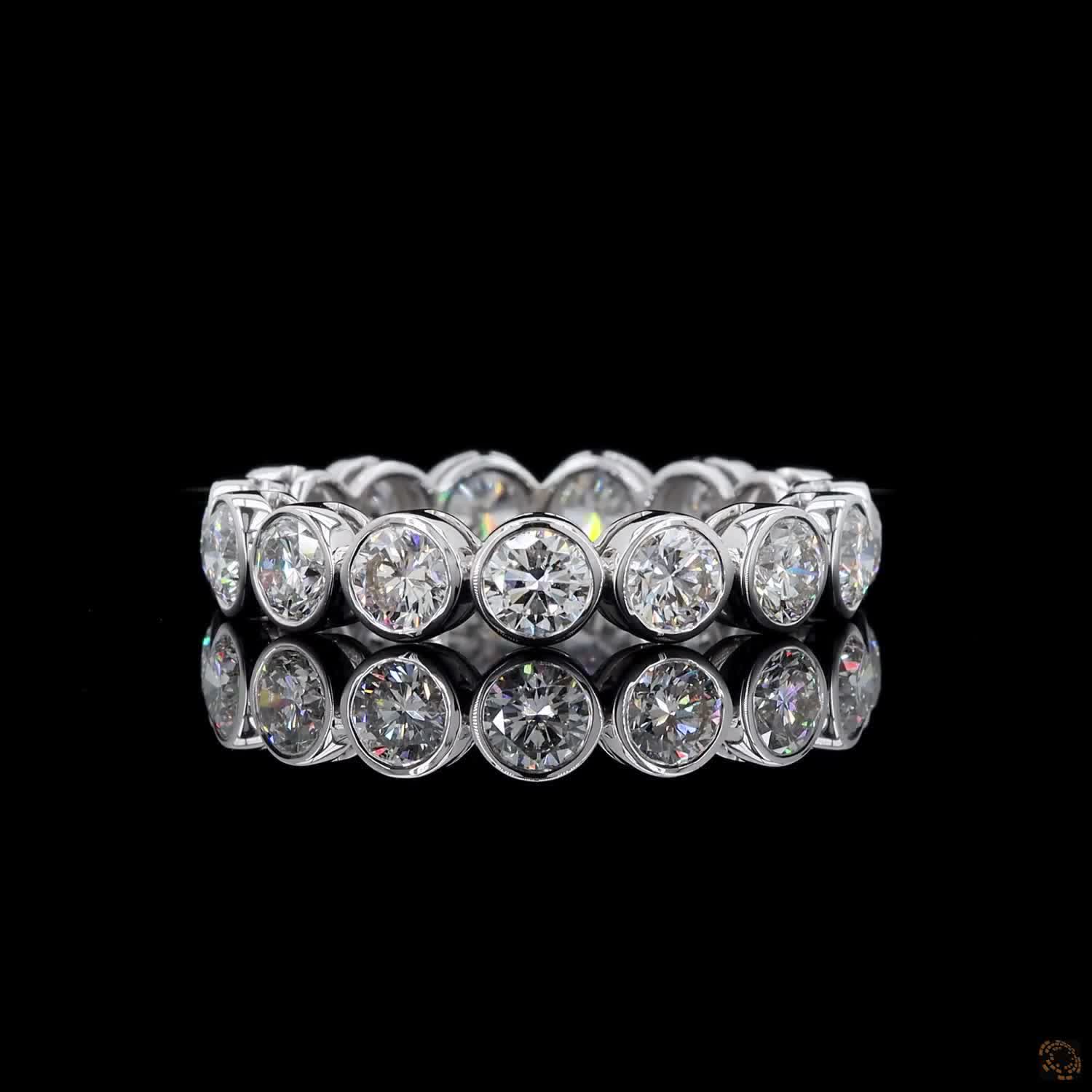 2.78 Ct Round Cut Diamond Bezel Eternity Band – 14K White Gold Floating Bezel Wedding Ring