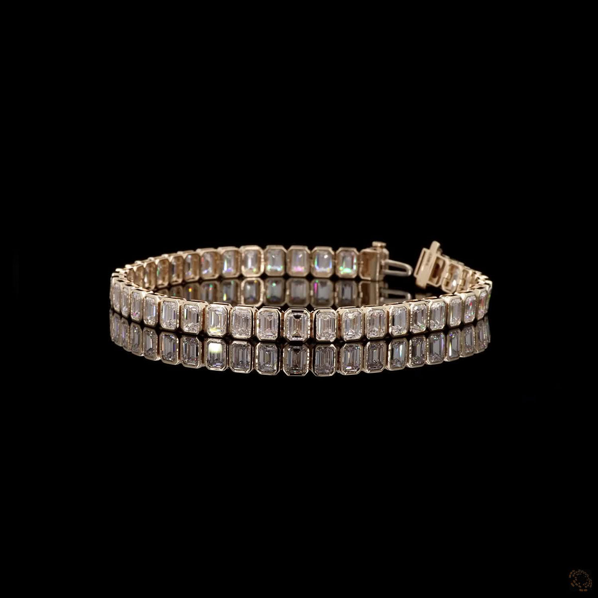 16.92 Ct Yellow Gold Emerald Cut Bezel Fancy  Bracelet, Modern Bezel Set Statement Bracelet, Architectural Stackable Fine Jewelry, Gift for Her