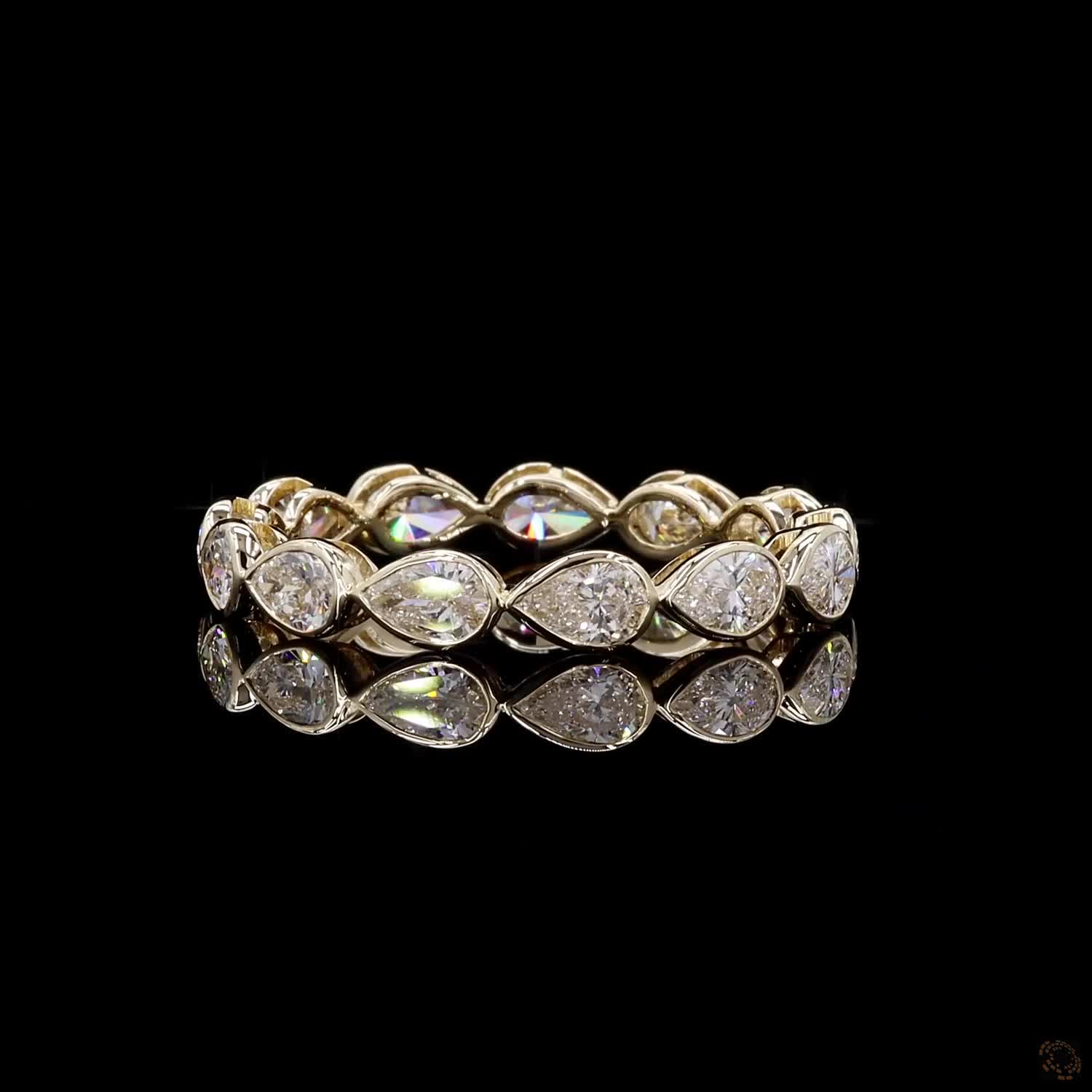 3.24 Ct Horizontal Pear-Shaped Diamond Full Bezel Eternity Ring