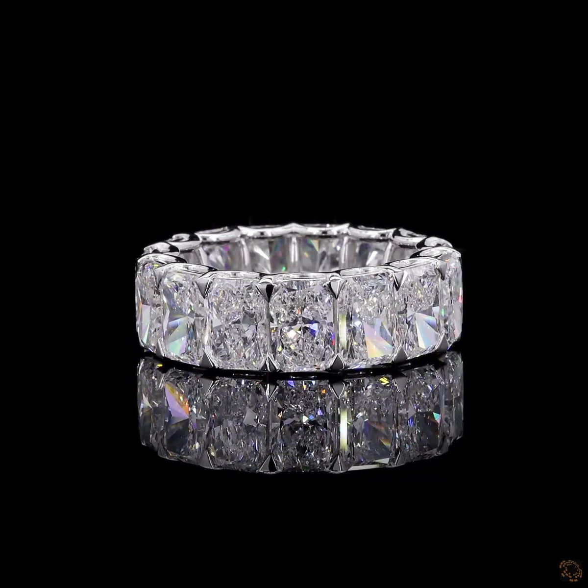 11.84 Ct Radiant Cut Lab Diamond Ring, White Gold Radiant Eternity Ring, Cushion Cut Eternity Band, Shared-Prong Radiant Band, Anniversary Eternity Ring