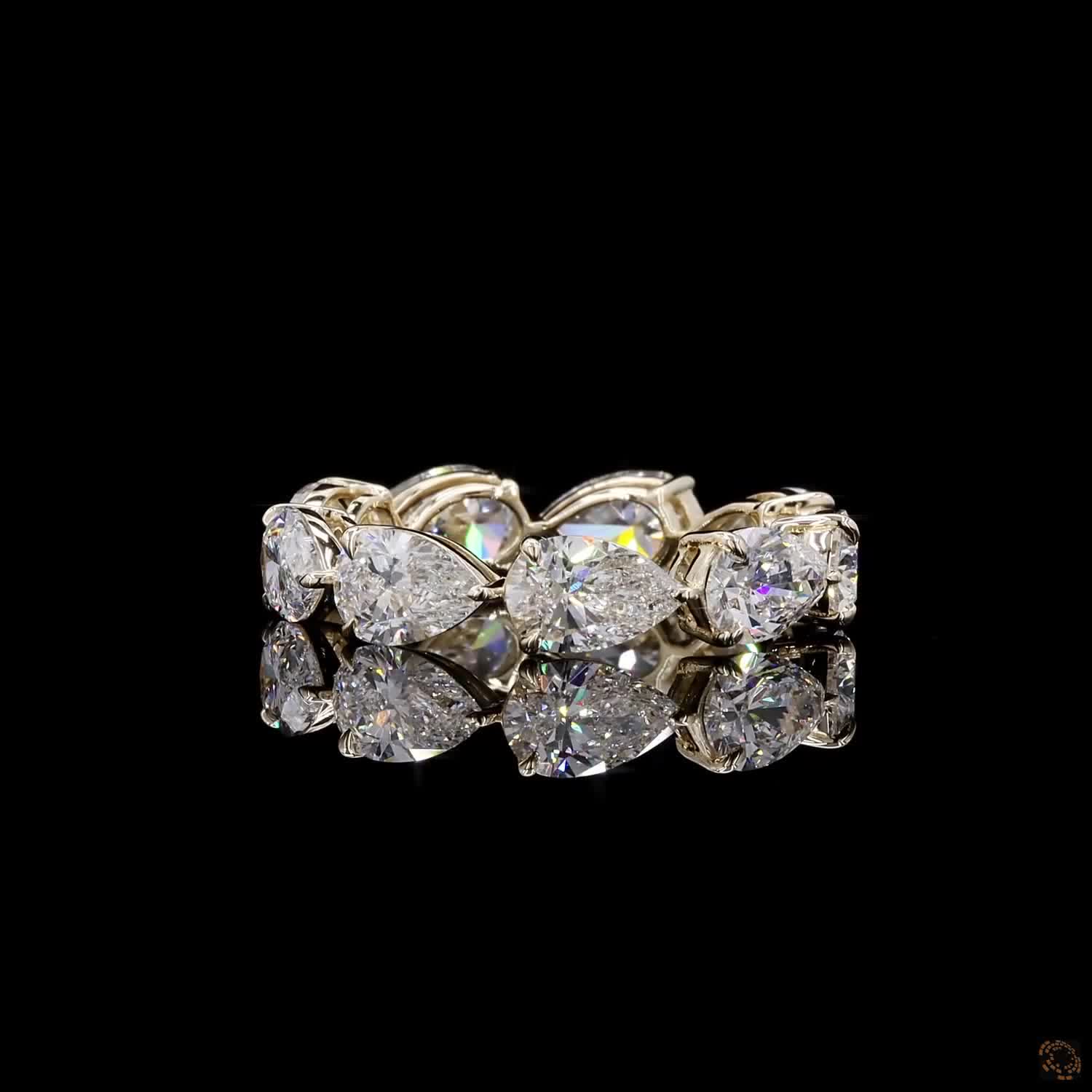 4.97 Ct Pear Cut Lab Grown Diamond Eternity Band Ring in 14K Yellow Gold | Shared Prong Full Eternity Wedding Band | Anniversary Ring for Women