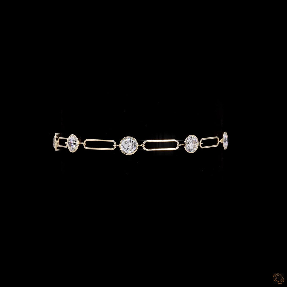 4.23 Ct Bezel-Set Round Diamond Paperclip Chain Bracelet in Yellow Gold