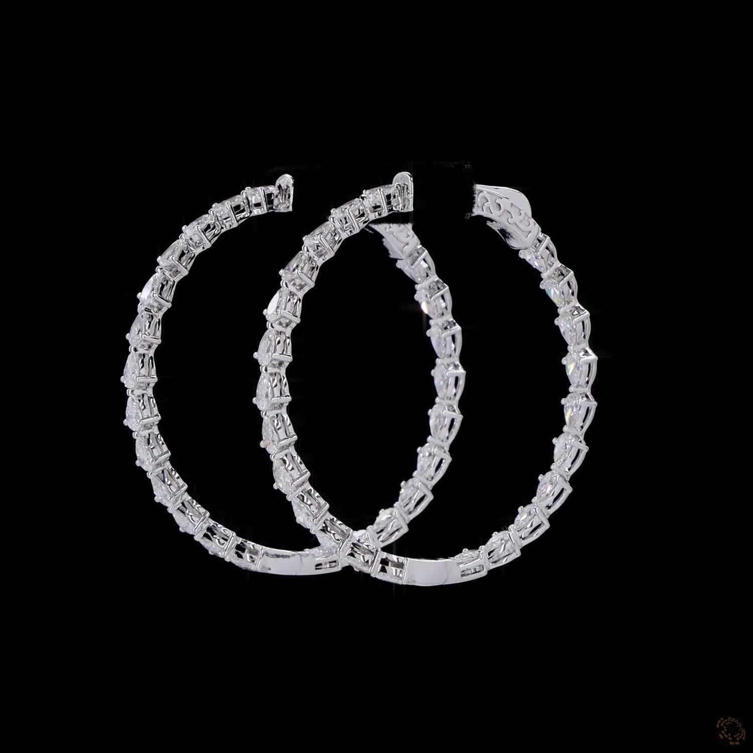 4.44 Ct White Gold Pear-Cut Diamond Inside-Out Hoop Earrings