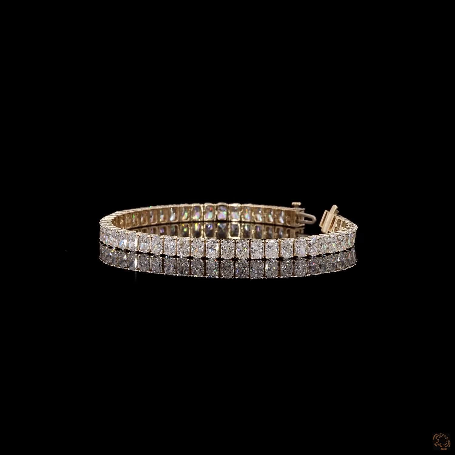 13.84 Ct Radiant Cut Moissanite Fancy  Bracelet in 14K Yellow Gold | Vertical North-South Radiant Diamond Alternative Line Bracelet