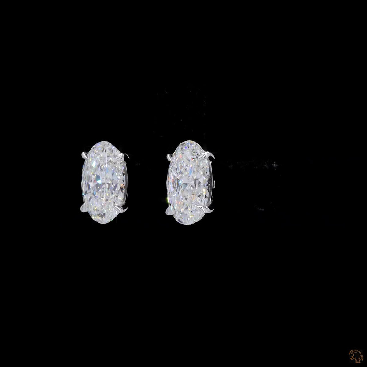4.17 Ct 14K White Gold Oval Cut Diamond Solitaire Stud Earrings