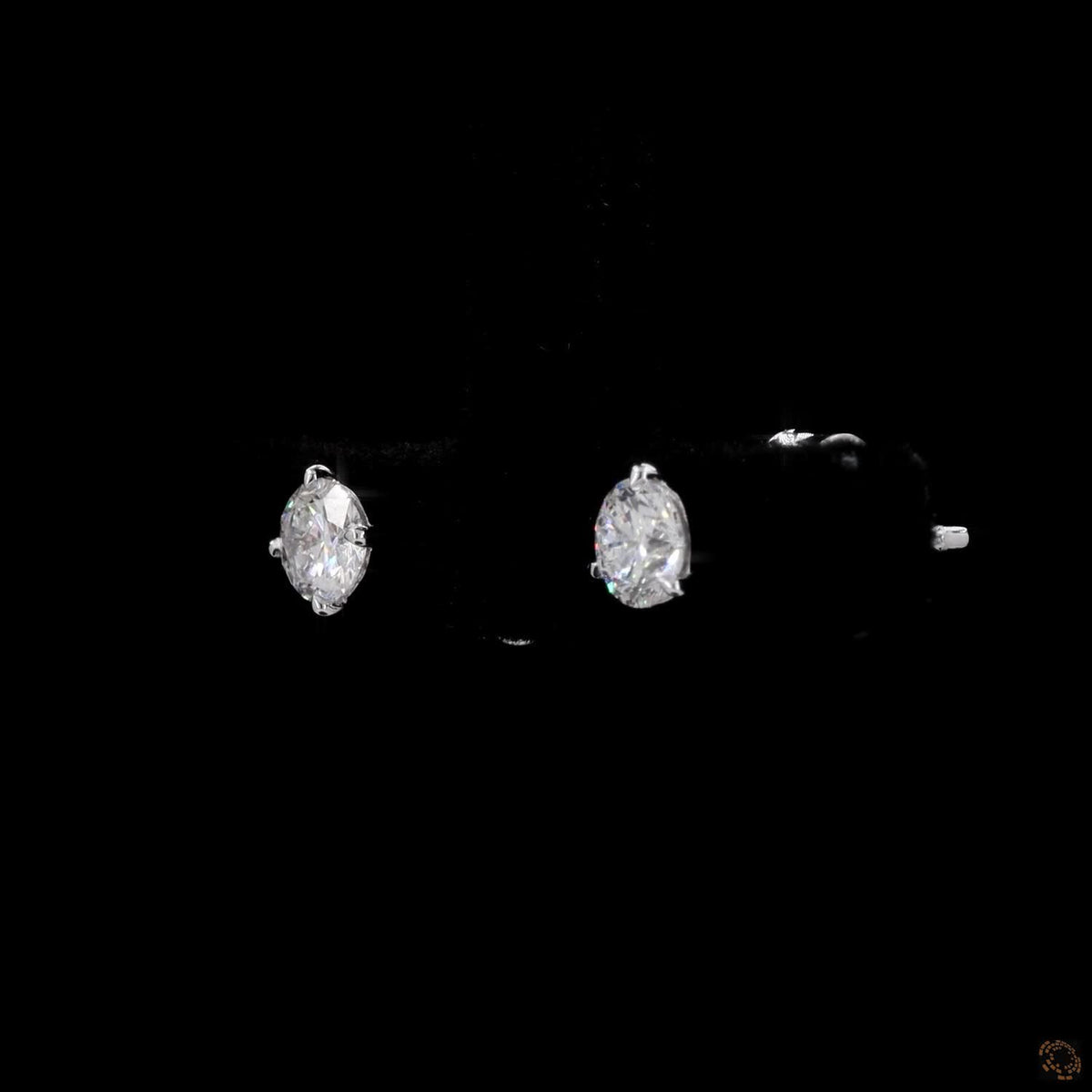 0.54 Ct Solid 14K White Gold Round Brilliant Cut Diamond Stud Earrings – Classic 4-Prong Basket Solitaire Set