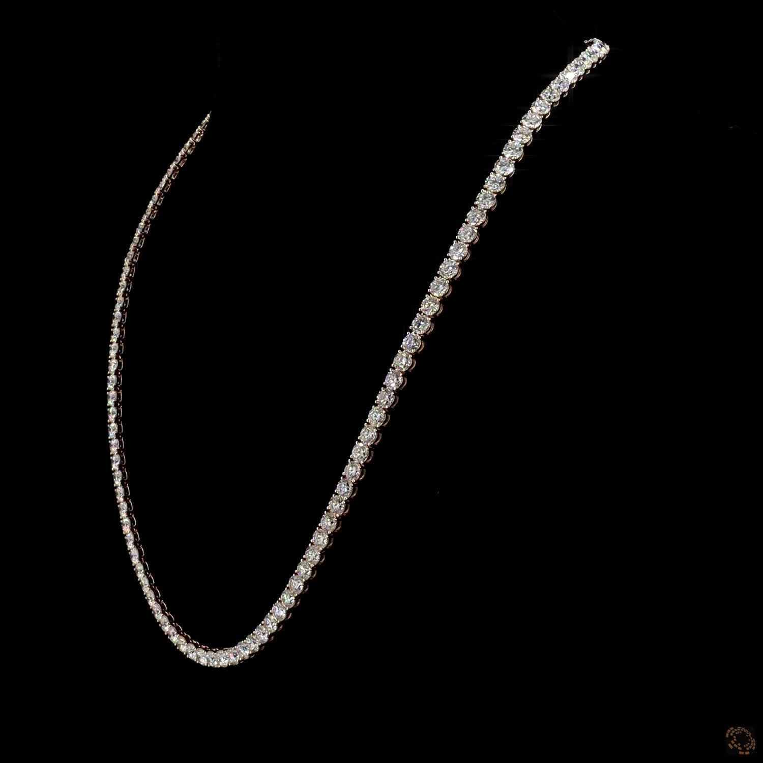 45.14 Ct Round Lab-Grown Diamond Tennis Choker Chain in Rose Gold