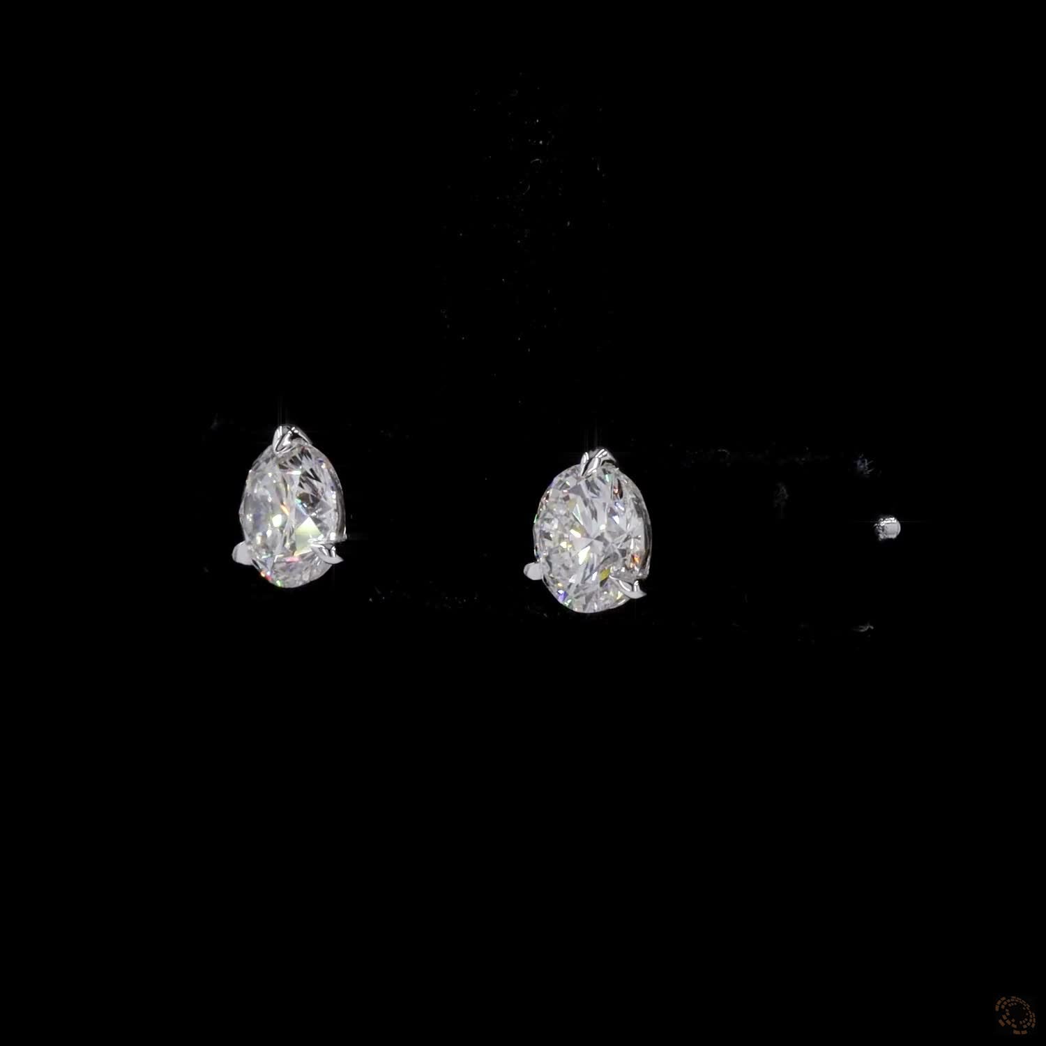 0.93 Ct Round Diamond Solitaire Stud Earrings, High-Polish 14K White Gold 3-Prong Split Claw Studs for Women