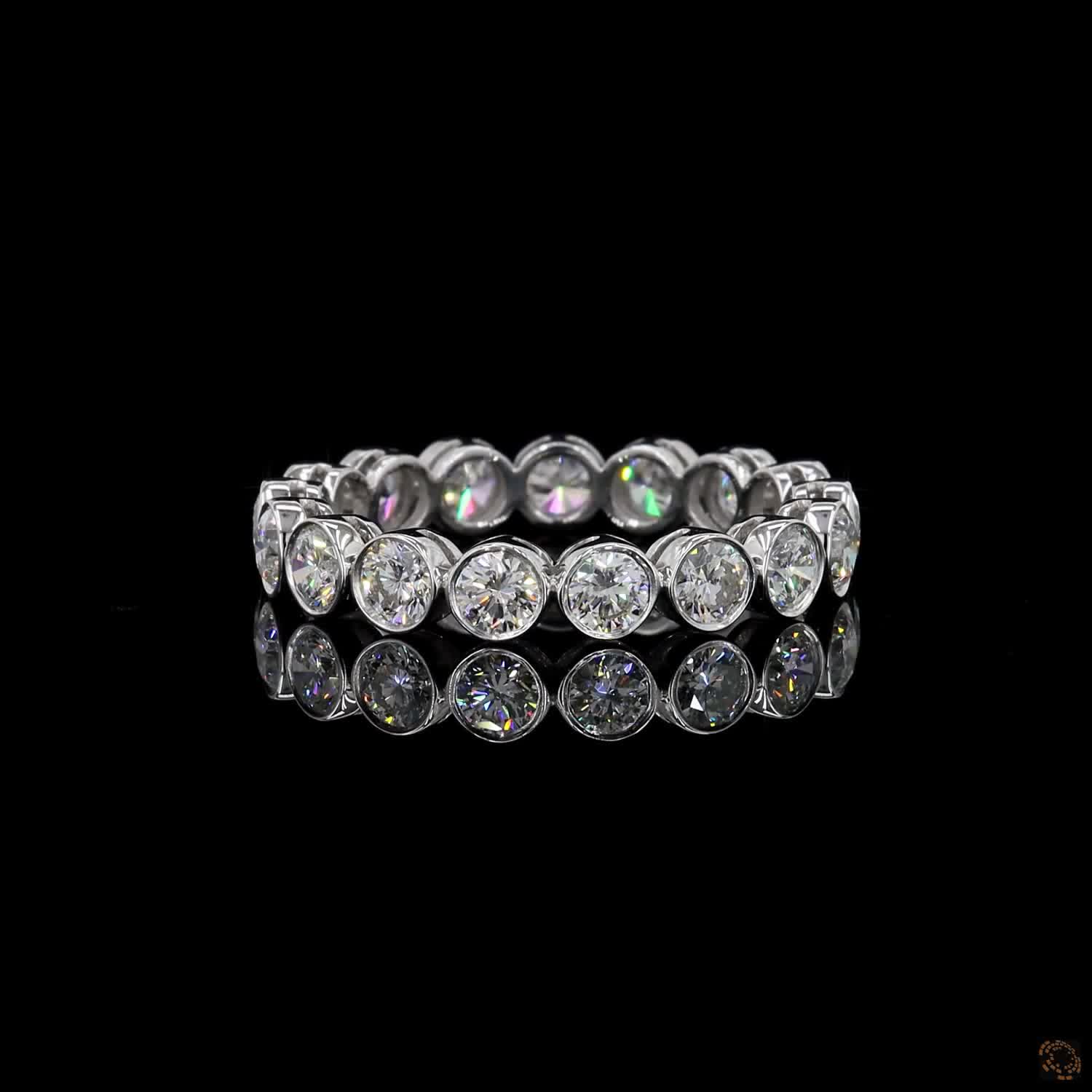 1.90 Ct Round Cut Diamond Bezel Eternity Band – 14K White Gold Floating Bezel Wedding Ring