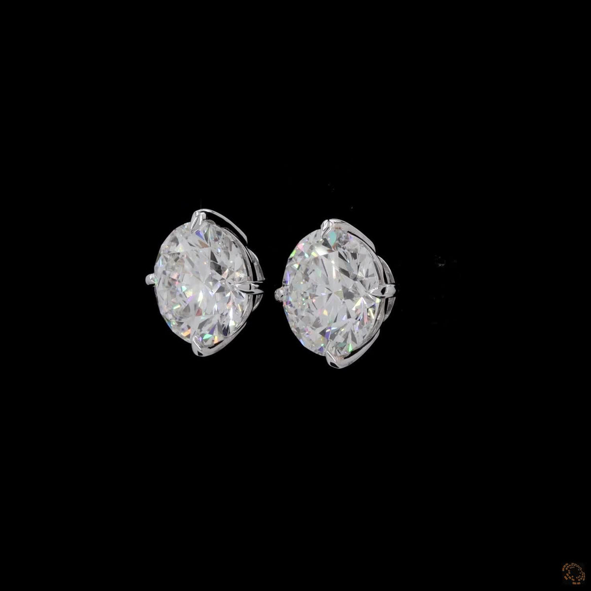12.14 Ct White gold solitaire earrings, essential luxury diamond studs, lab grown round diamond studs