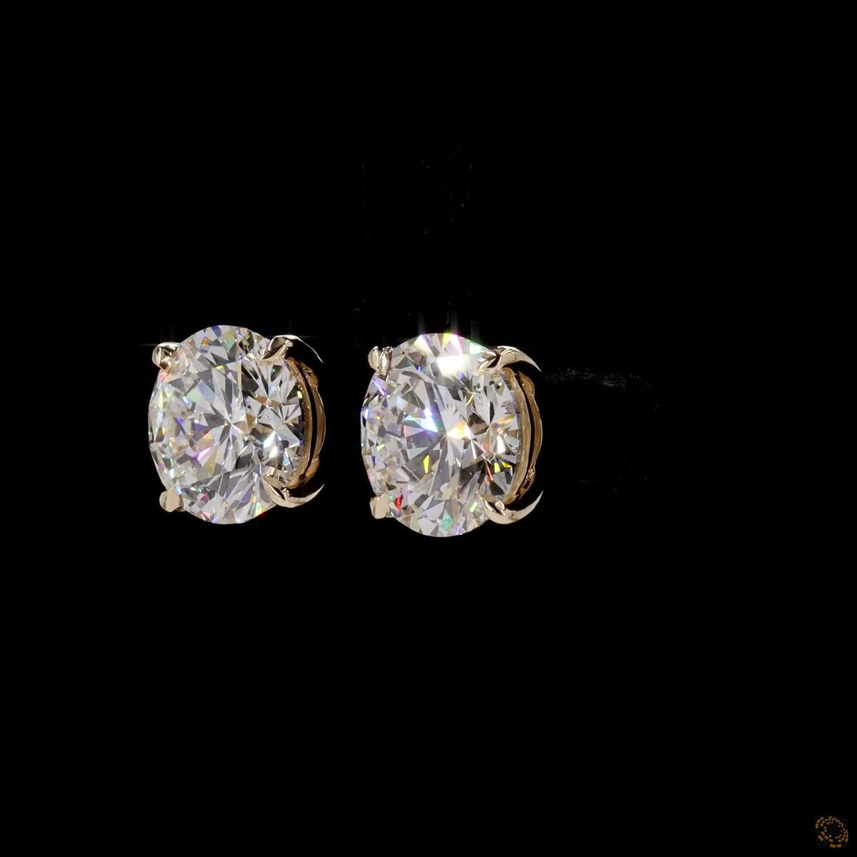 10.12 Ct Round Diamond Solitaire Stud Earrings, High-Polish 14K Yellow Gold 4-Prong Claw Studs for Women