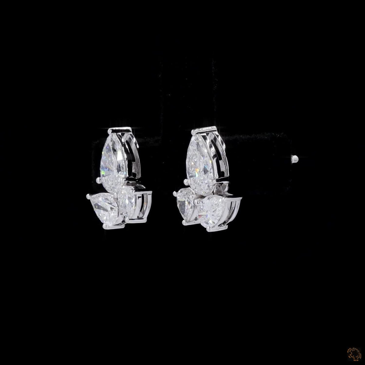 1.82 Ct Pear Cut Diamond Cluster Lotus Fashion Earrings in White Gold