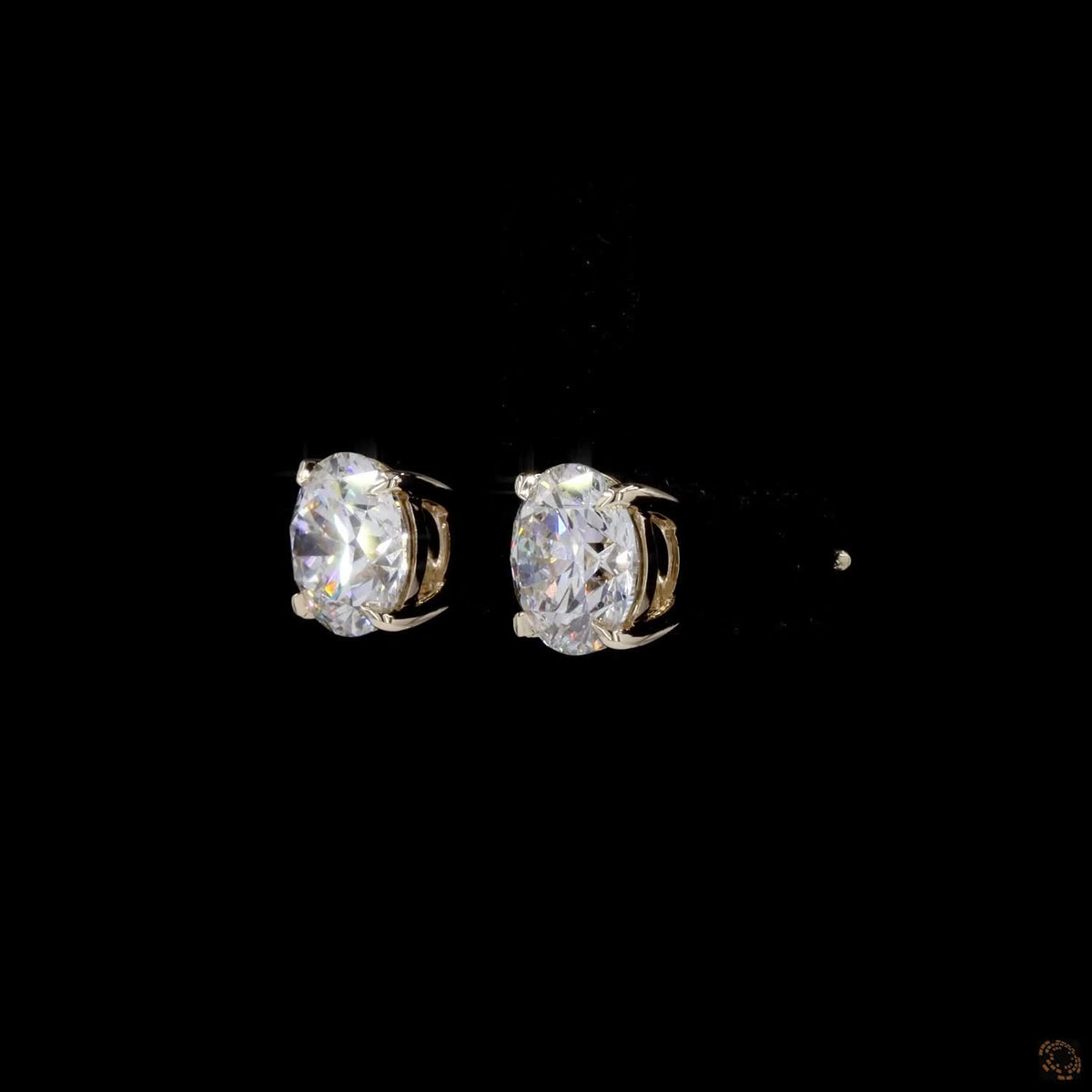 4.05 Ct Solid 14K Yellow Gold Round Brilliant Cut Diamond Stud Earrings – Classic 4-Claw Solitaire Basket Studs