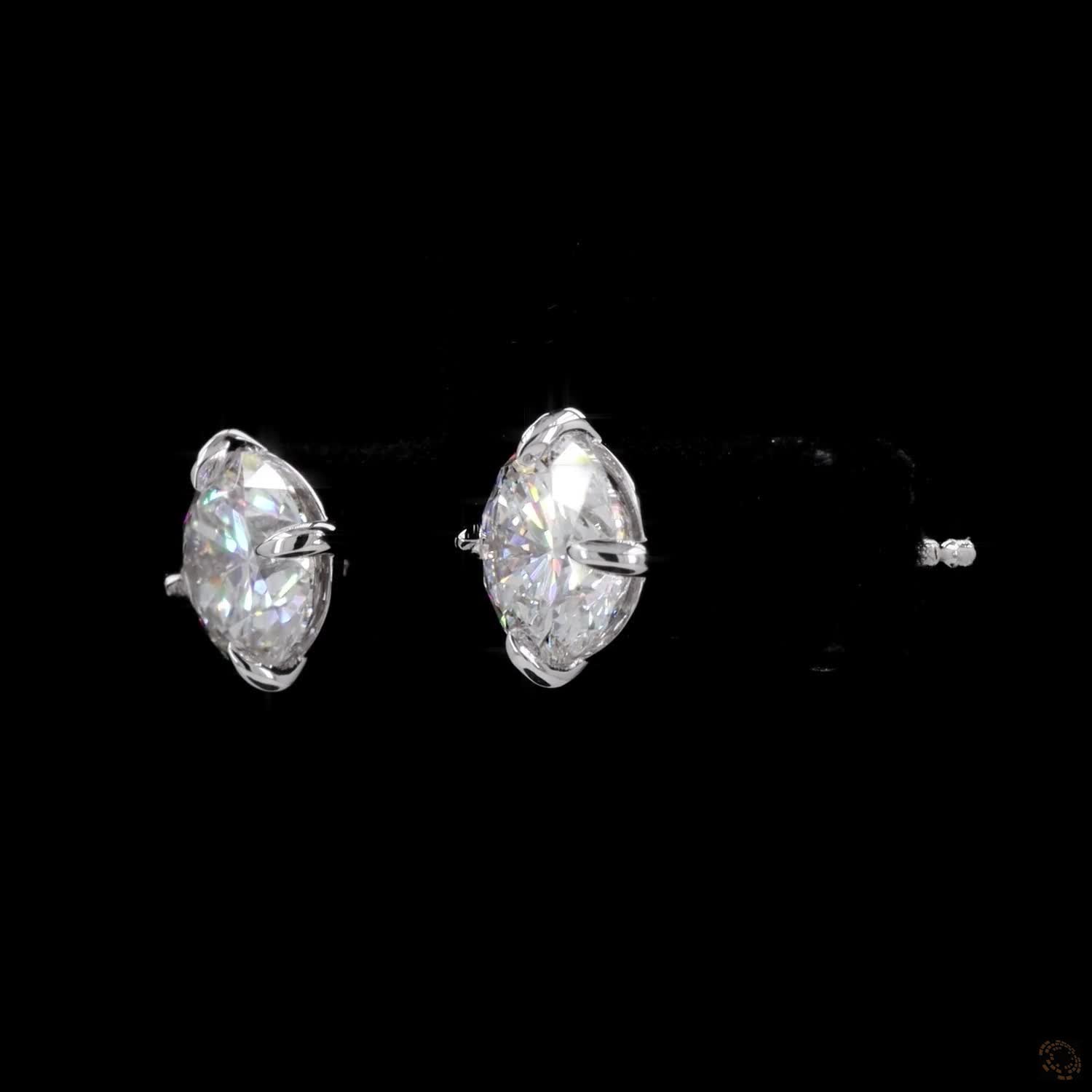 0.50 ct Solid 14K White Gold Round Brilliant Diamond Stud Earrings – Compass Point Split-Claw Solitaire Studs