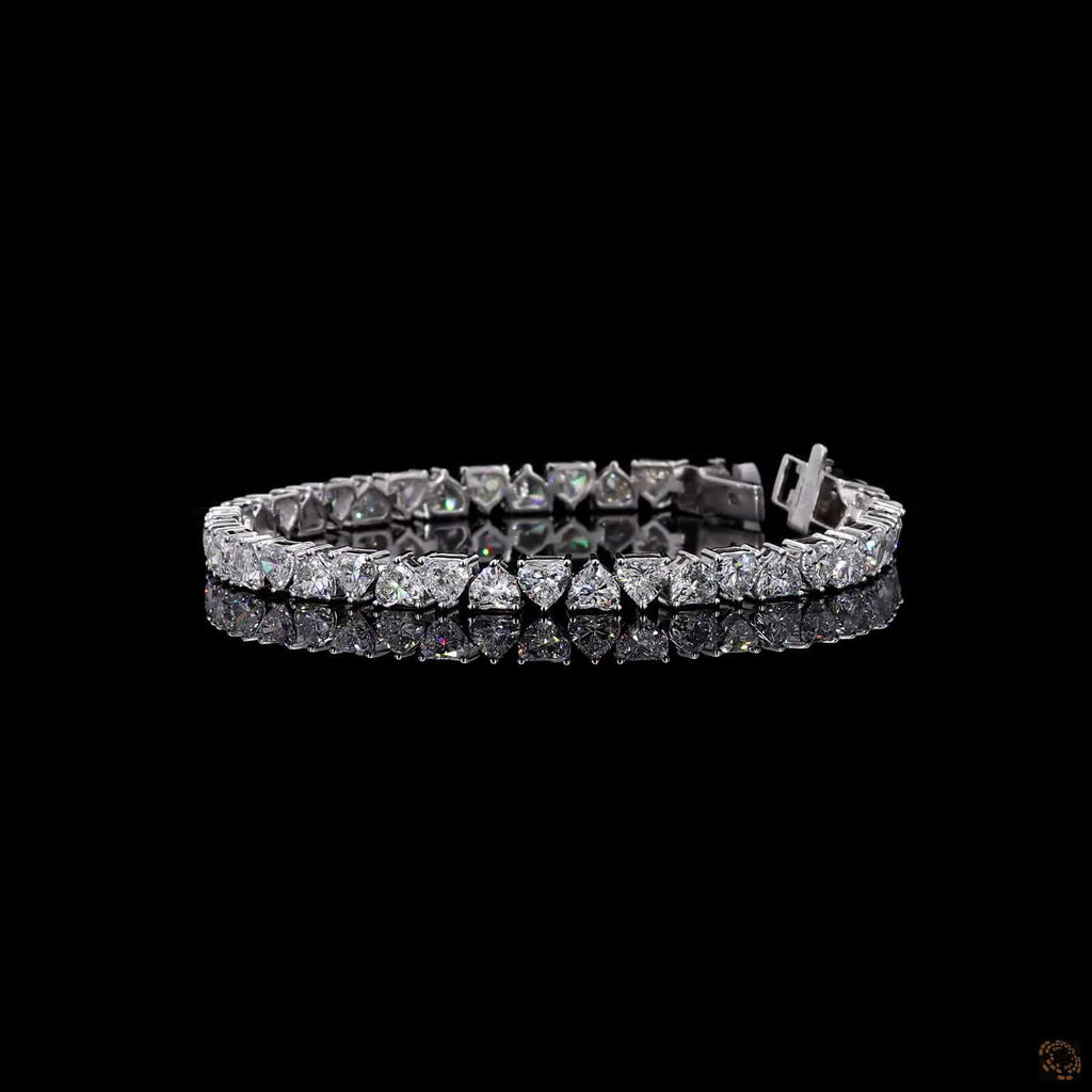 10.70Ct 14k White Gold Heart Round Synthetic Diamond Bracelet Customize