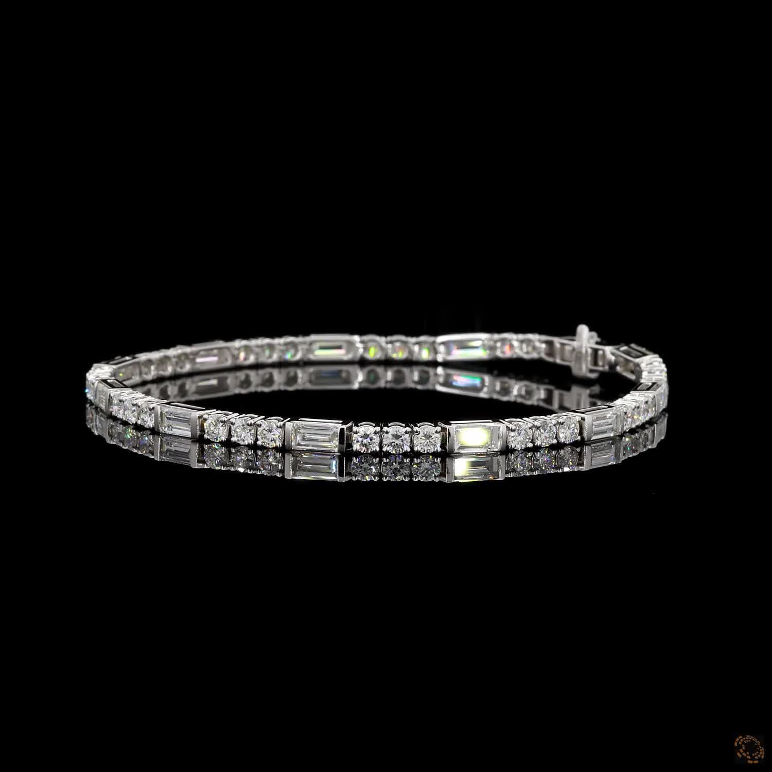 4.75 Ct 14K White Gold Round  Dainty Tennis Bracelet with Double Latch Box Clasp