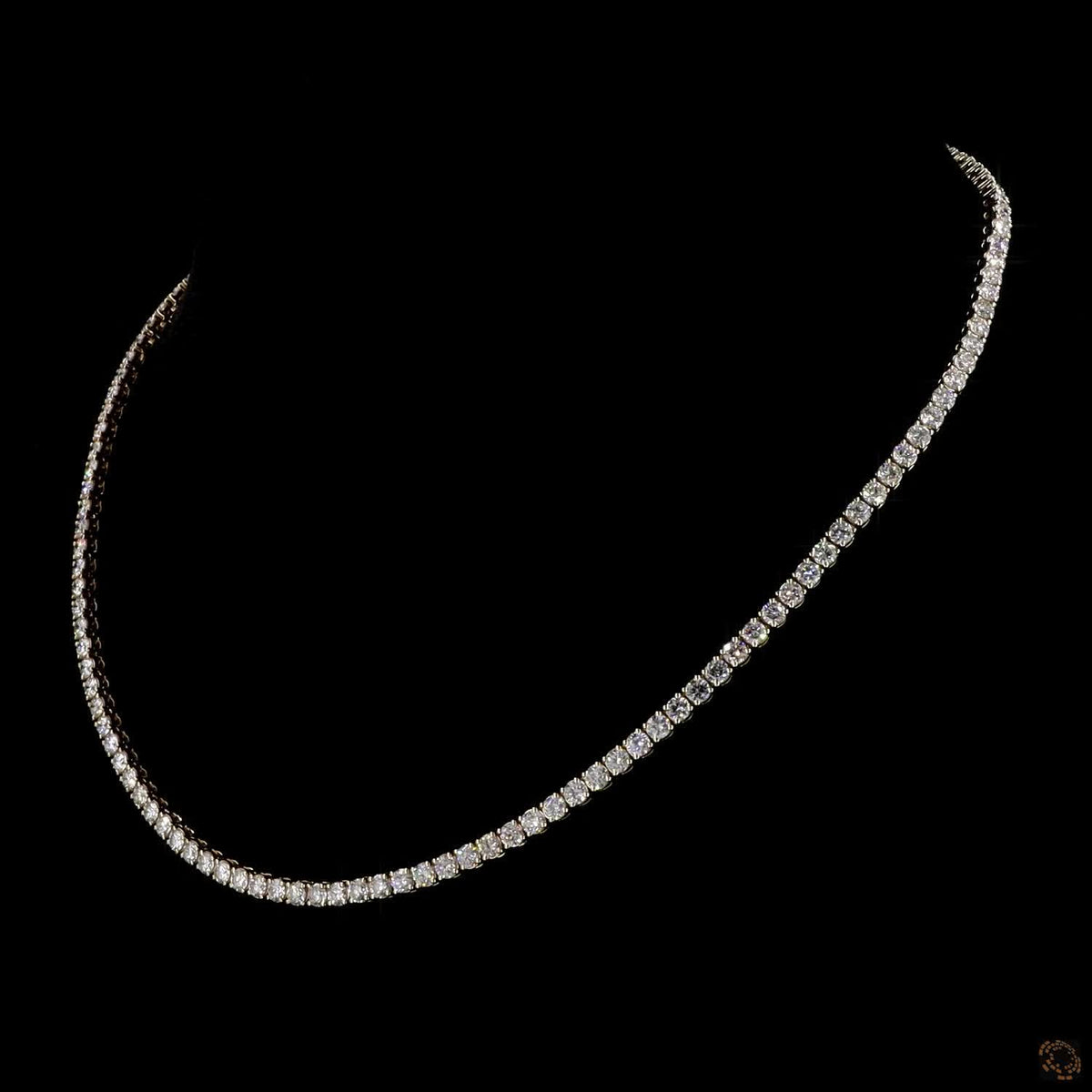 8.56 Ct Classic Round Brilliant Eternity Tennis Line Necklace in Yellow Gold