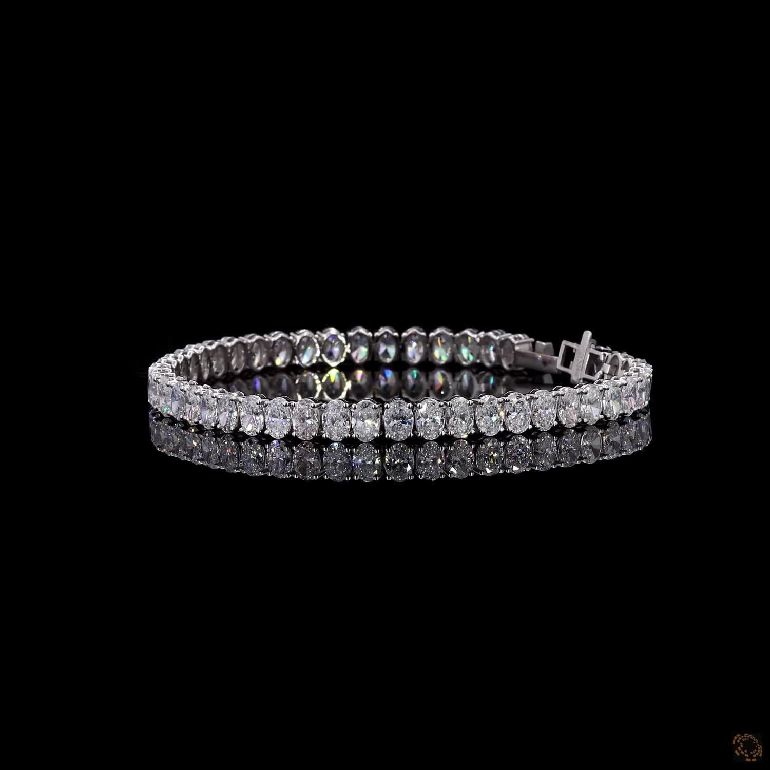 11.87 Ct White Gold Oval  Fancy Bracelet, Vertically Set Oval Cut Eternity Line Bracelet, Modern Fine Jewelry Gift