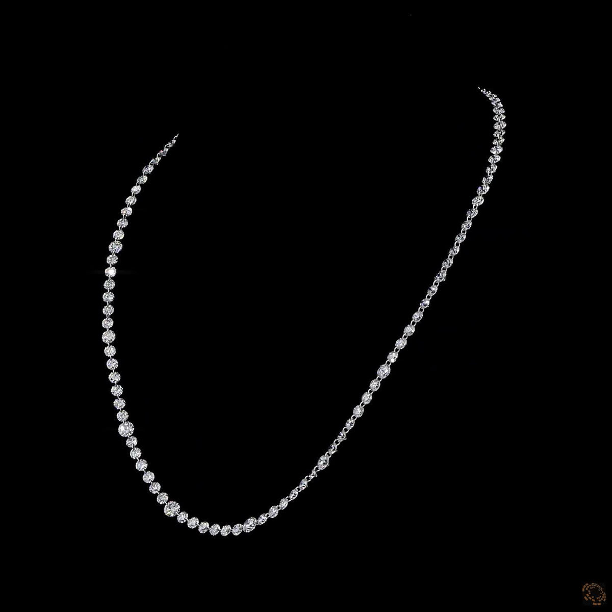 23.02 Ct Round Diamond Station Necklace in White Gold