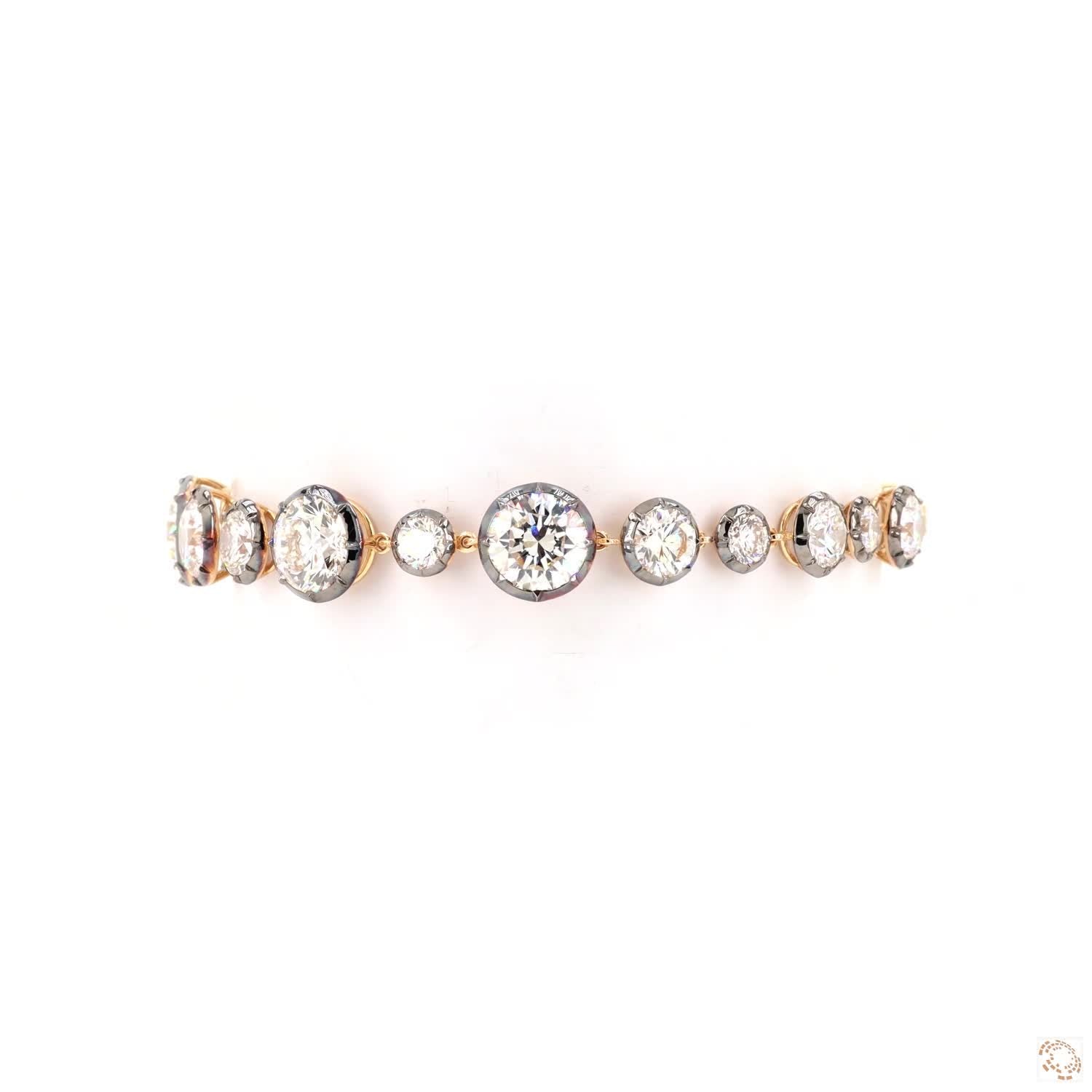 17.56 Ct Two-Tone Graduated Round Diamond Bezel Line Bracelet