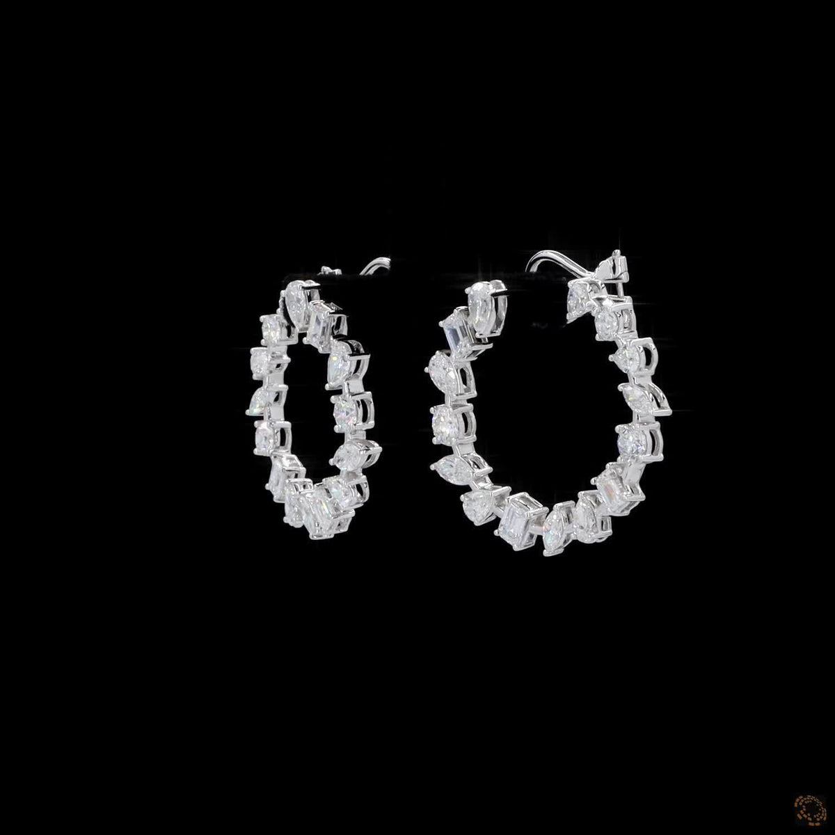 6.30 Ct DIAMOND HOOPS WITH ALTERNATING MIXED FANCY SHAPES HOOP EARRINGS