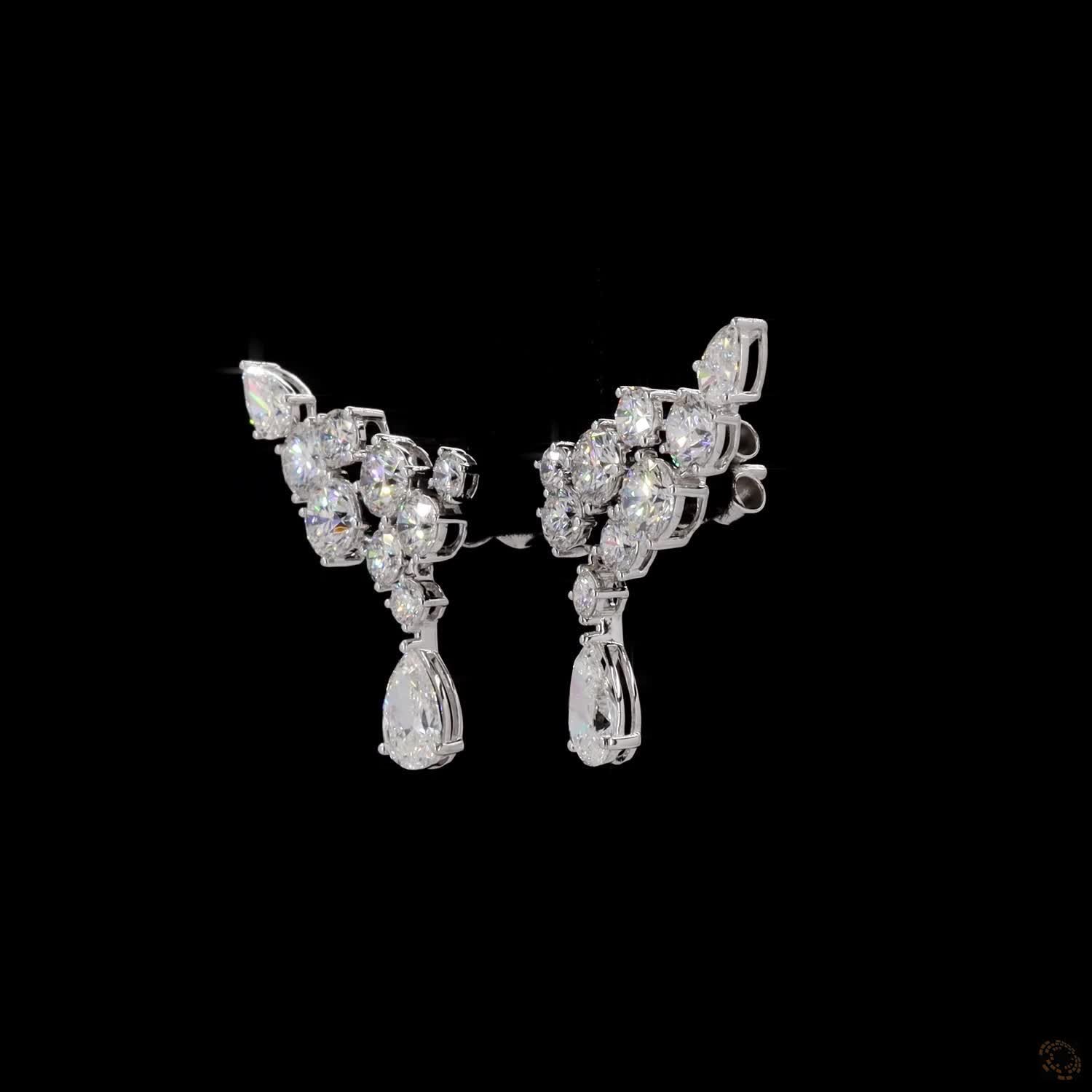 7.56 Ct Multi-Stone Cluster Ear Climber Fashion Earrings in White Gold