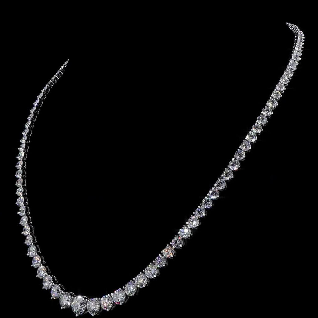 27.69 Cts 14K WHITE GOLD Round Shape Tennis Necklace