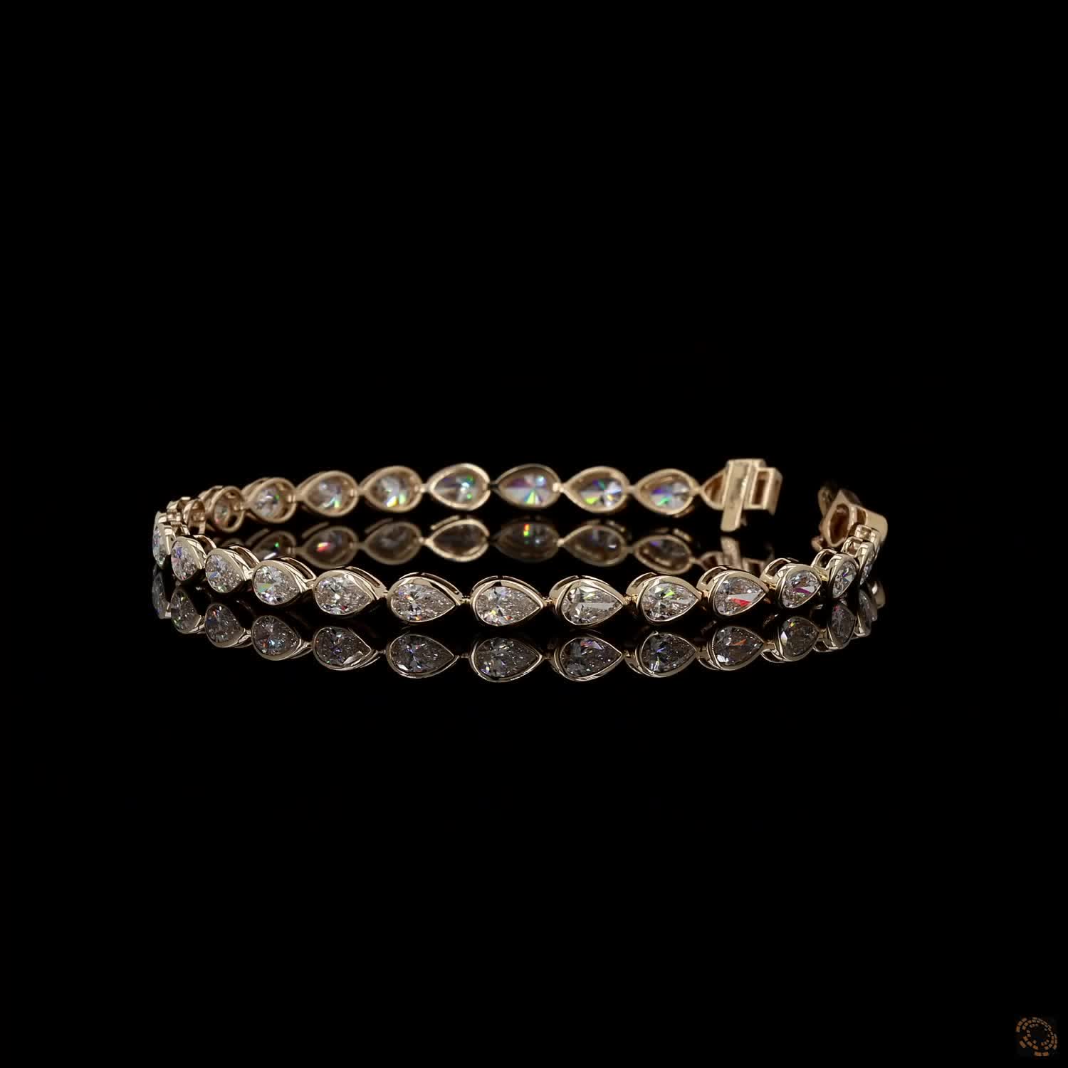 6.29 Ct Gold-Tone Teardrop Crystal Tennis Bracelet – Elegant Sparkling Link Bracelet for Women