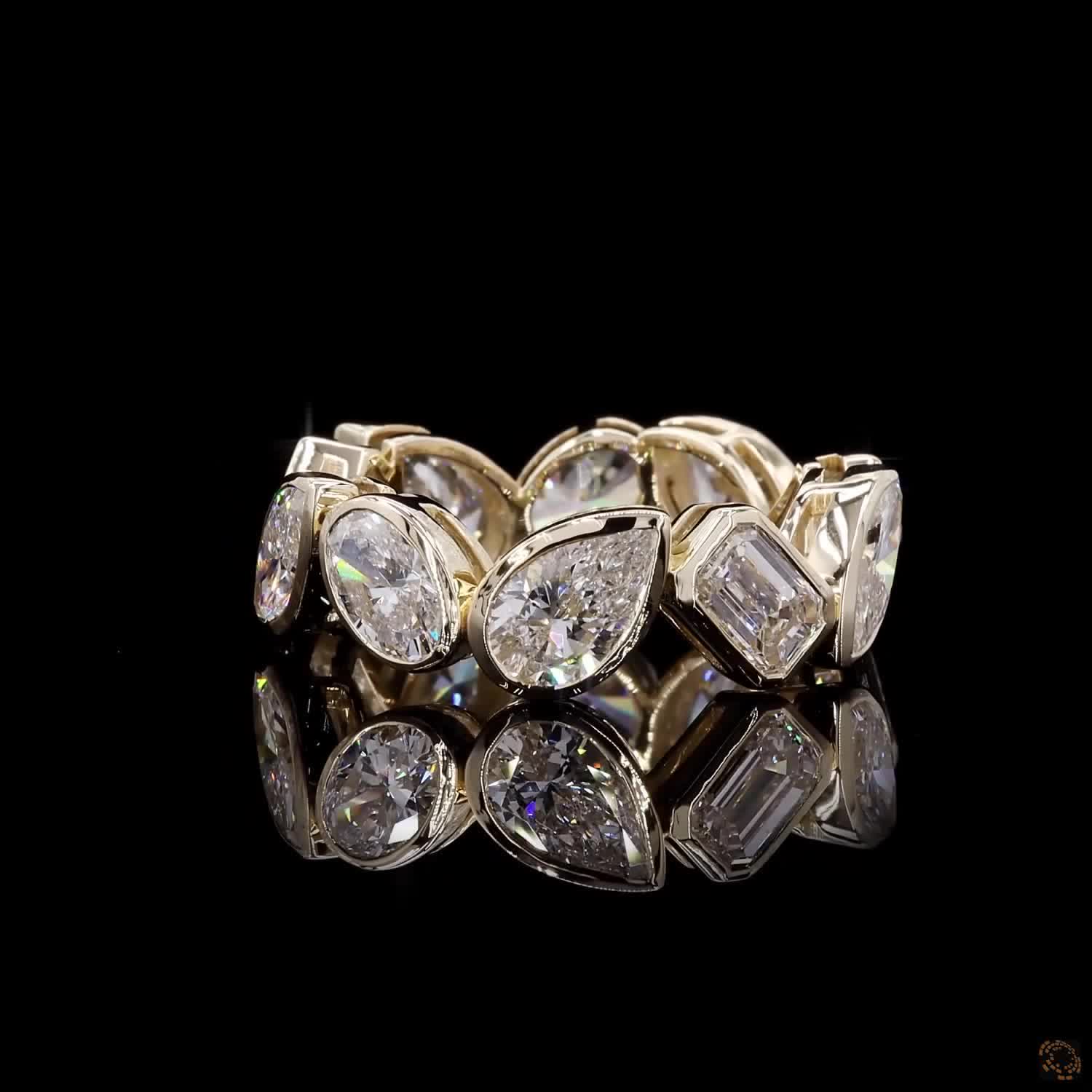 6.31 Ct Mixed Cut Diamond Eternity Band – 14K Yellow Gold