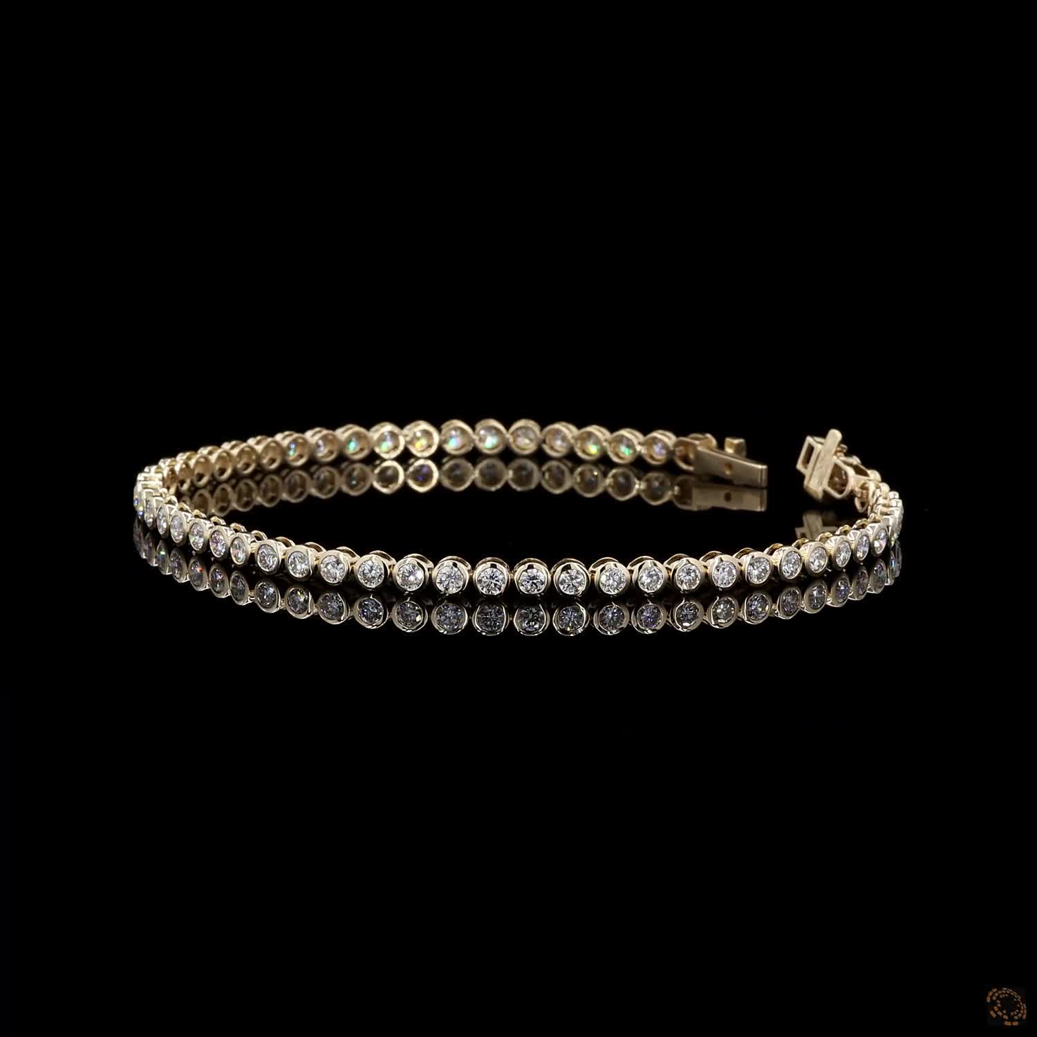 2.77 Ct Bezel Set Round Moissanite Tennis Bracelet in 14K Yellow Gold | Uniform Round Diamond Alternative Line Bracelet