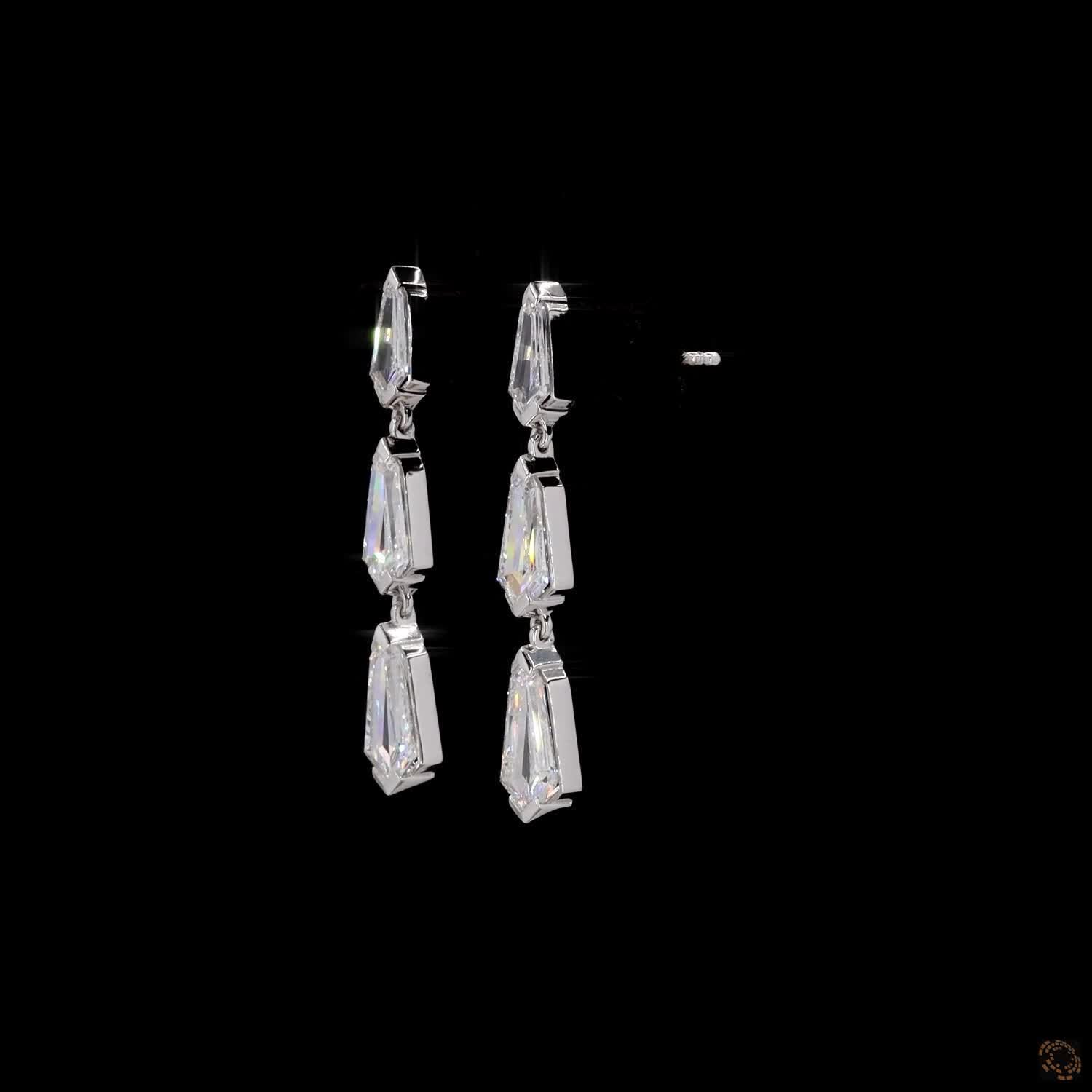 3.97 Ct Diamond Drop Earrings in Platinum with Lab Grown