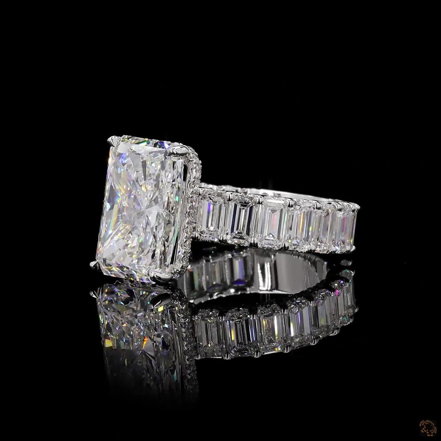 13.46 Ct Radiant Simulated Diamond Ring Ice Eternity Band Bridal Set White Gold Plated