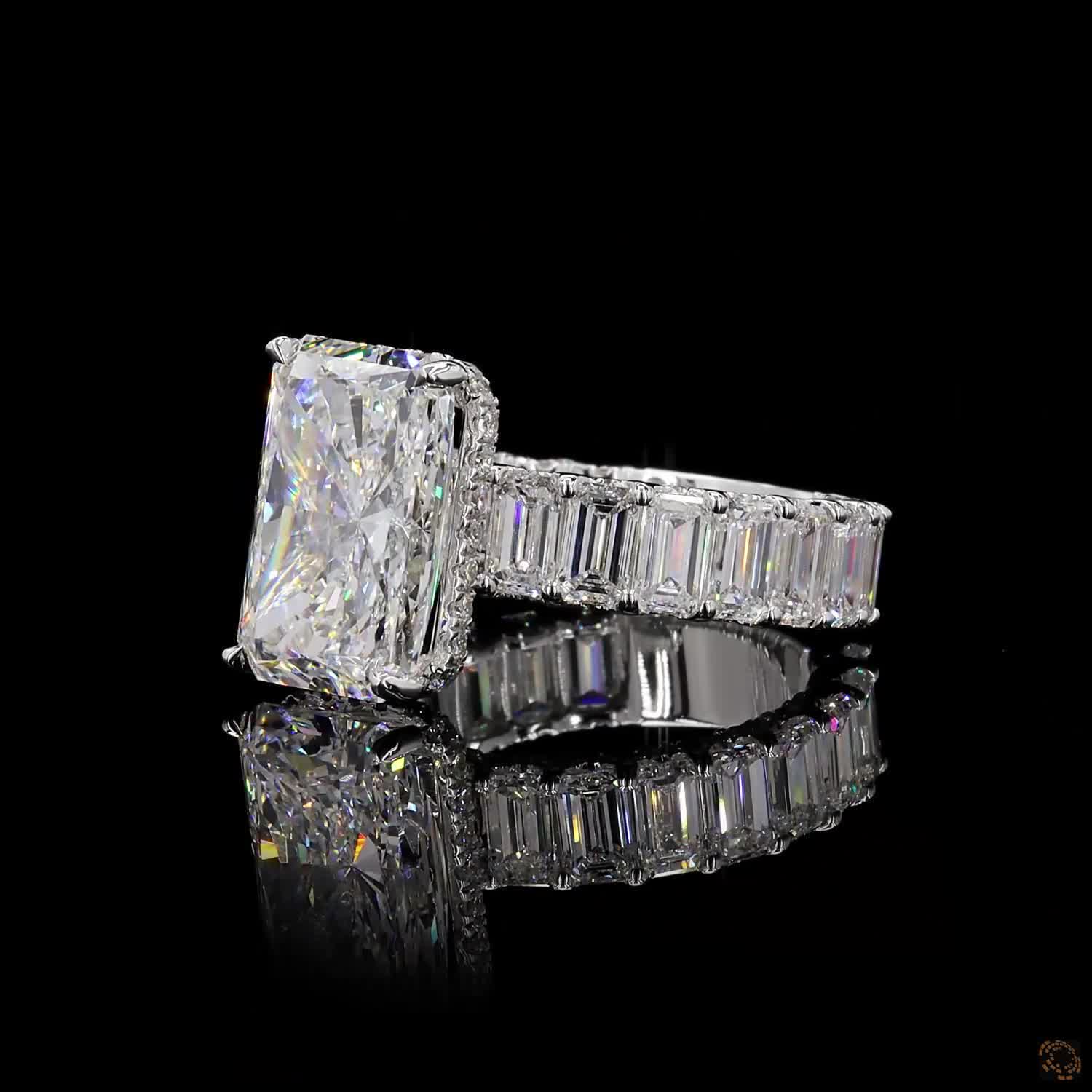 13.46 Ct Radiant Simulated Diamond Ring Ice Eternity Band Bridal Set White Gold Plated