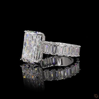 13.46 Ct Radiant Simulated Diamond Ring Ice Eternity Band Bridal Set White Gold Plated