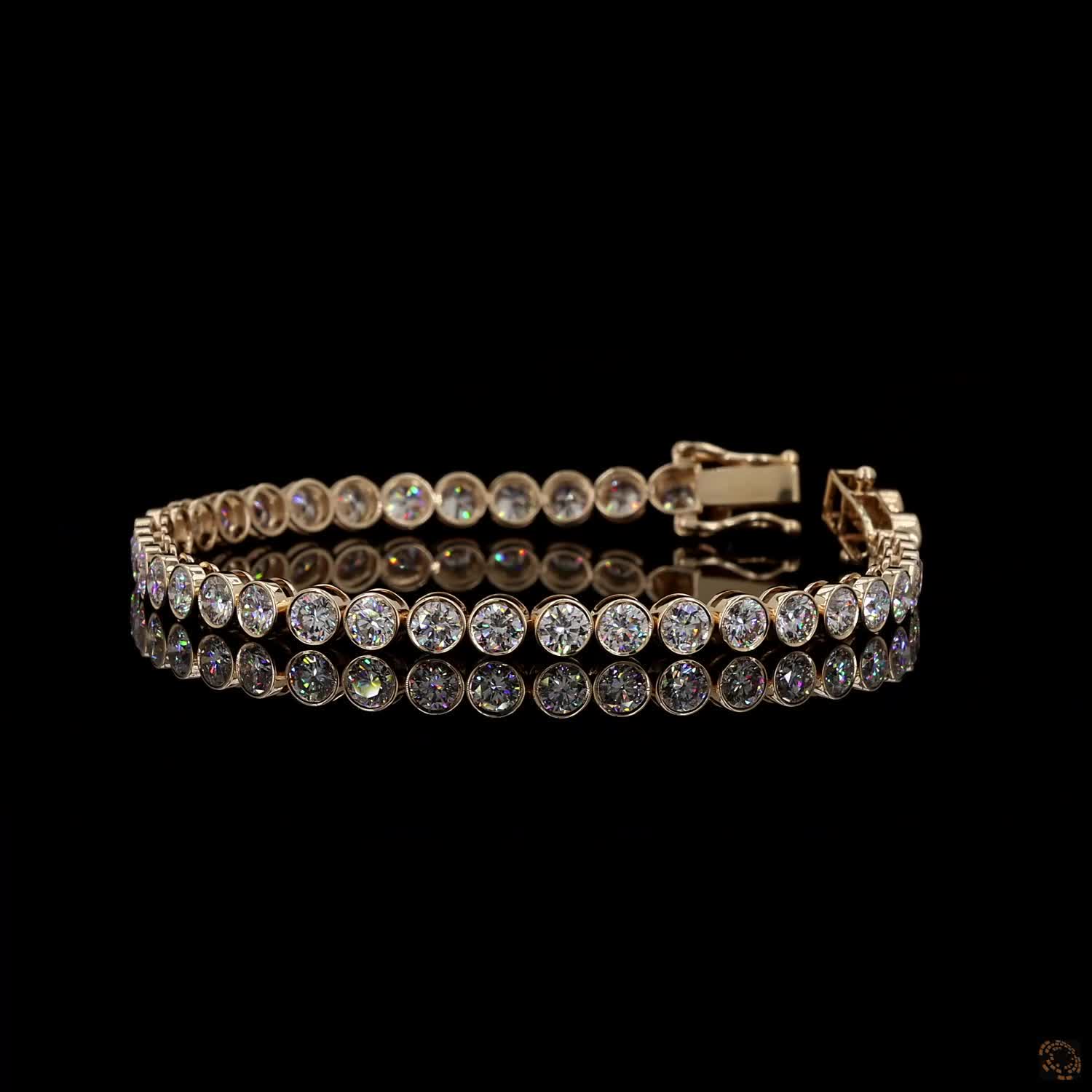 12.85 Ct Gold-Tone Round Crystal Tennis Bracelet for Women – Elegant Sparkling Bracelet