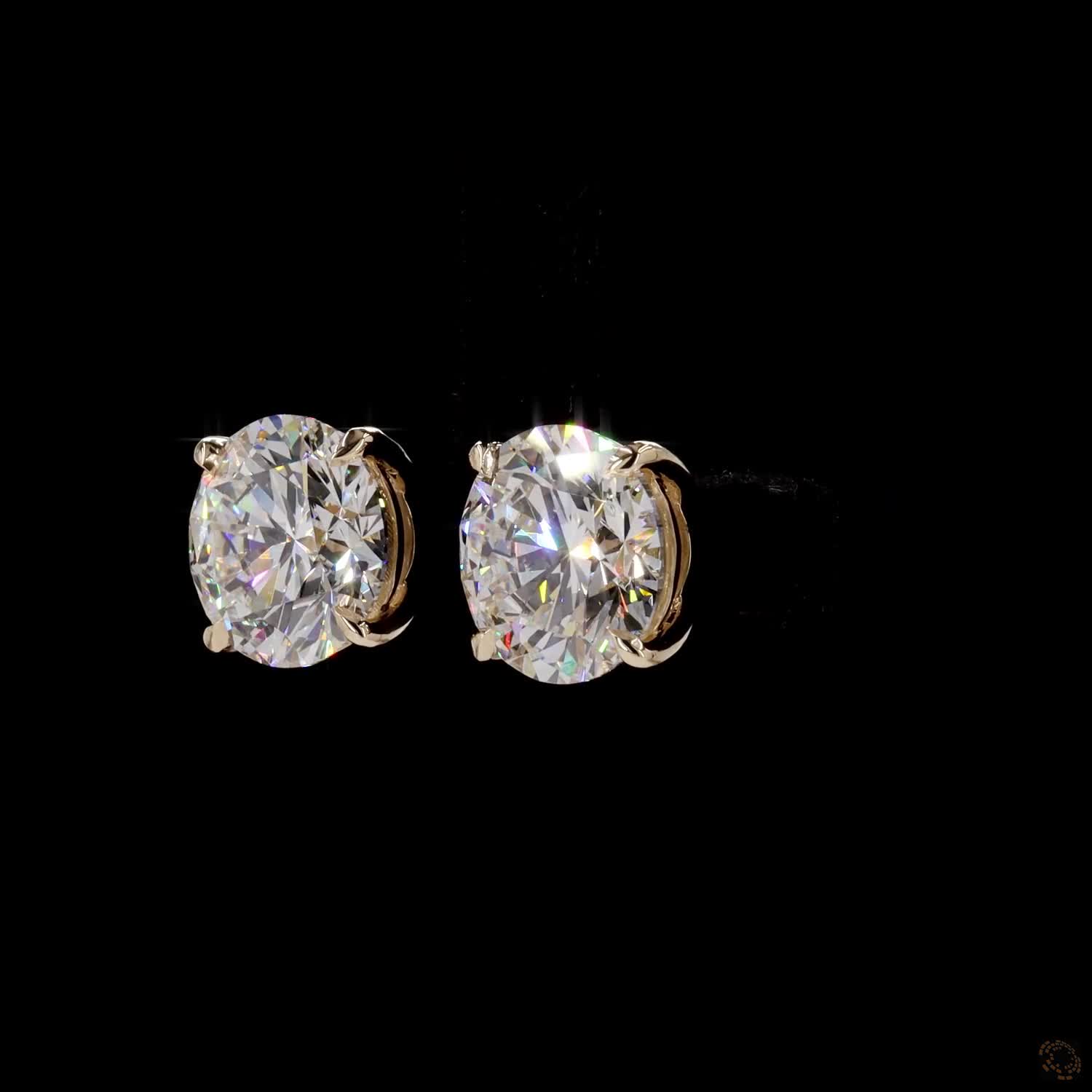 10.12 Ct Round Diamond Solitaire Stud Earrings, High-Polish 14K Yellow Gold 4-Prong Claw Studs for Women