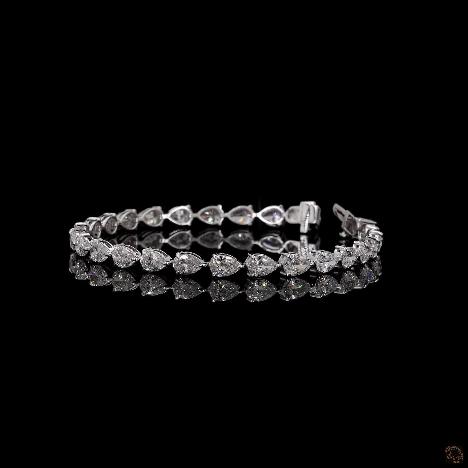 9.29 Ct Pear-Shaped Tennis Bracelet – Elegant Teardrop CZ/Lab Diamond Look Bracelet, Silver-Tone Link Bracelet for Women