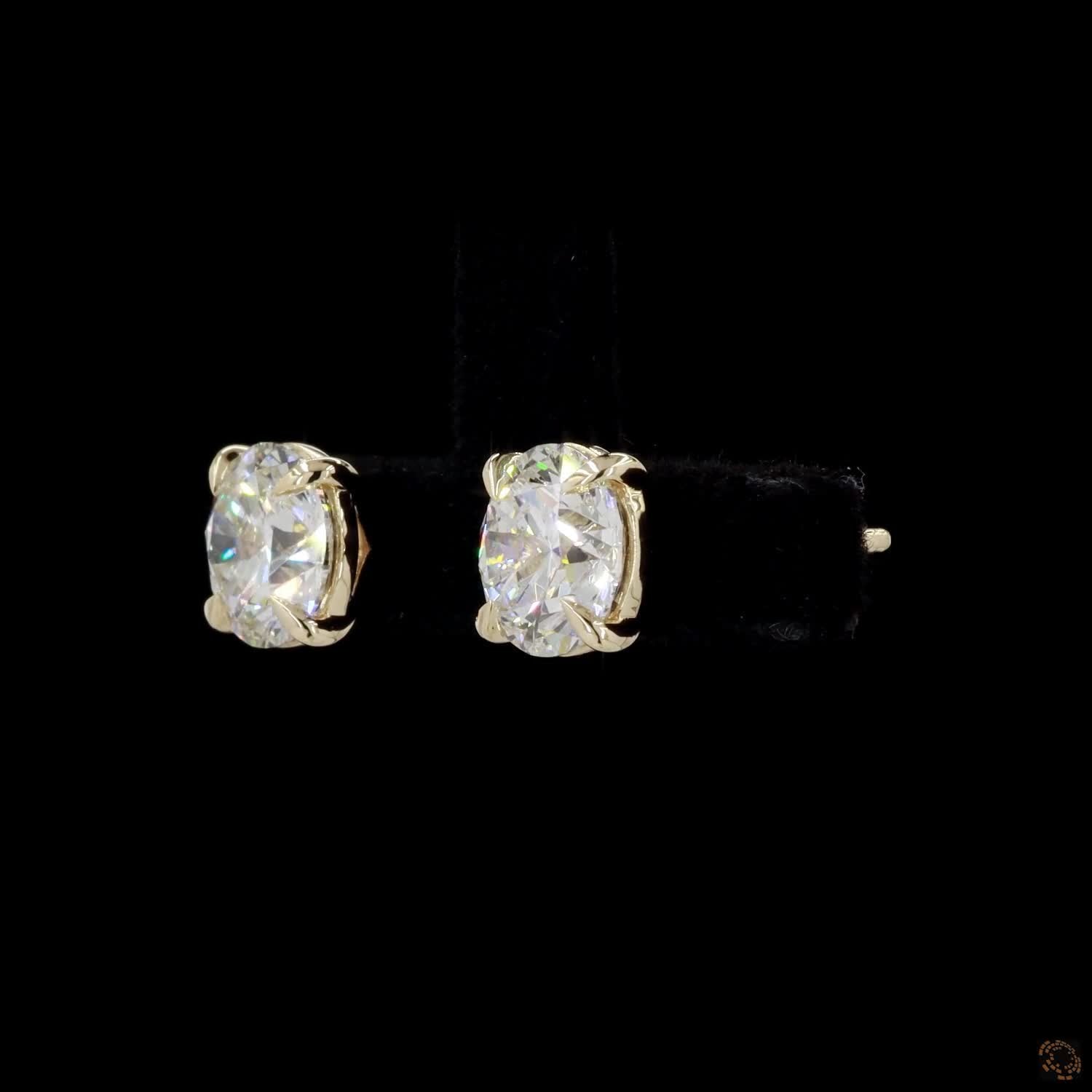 3.03 Ct 4 Prong Martini Earrings 14K Yellow Gold