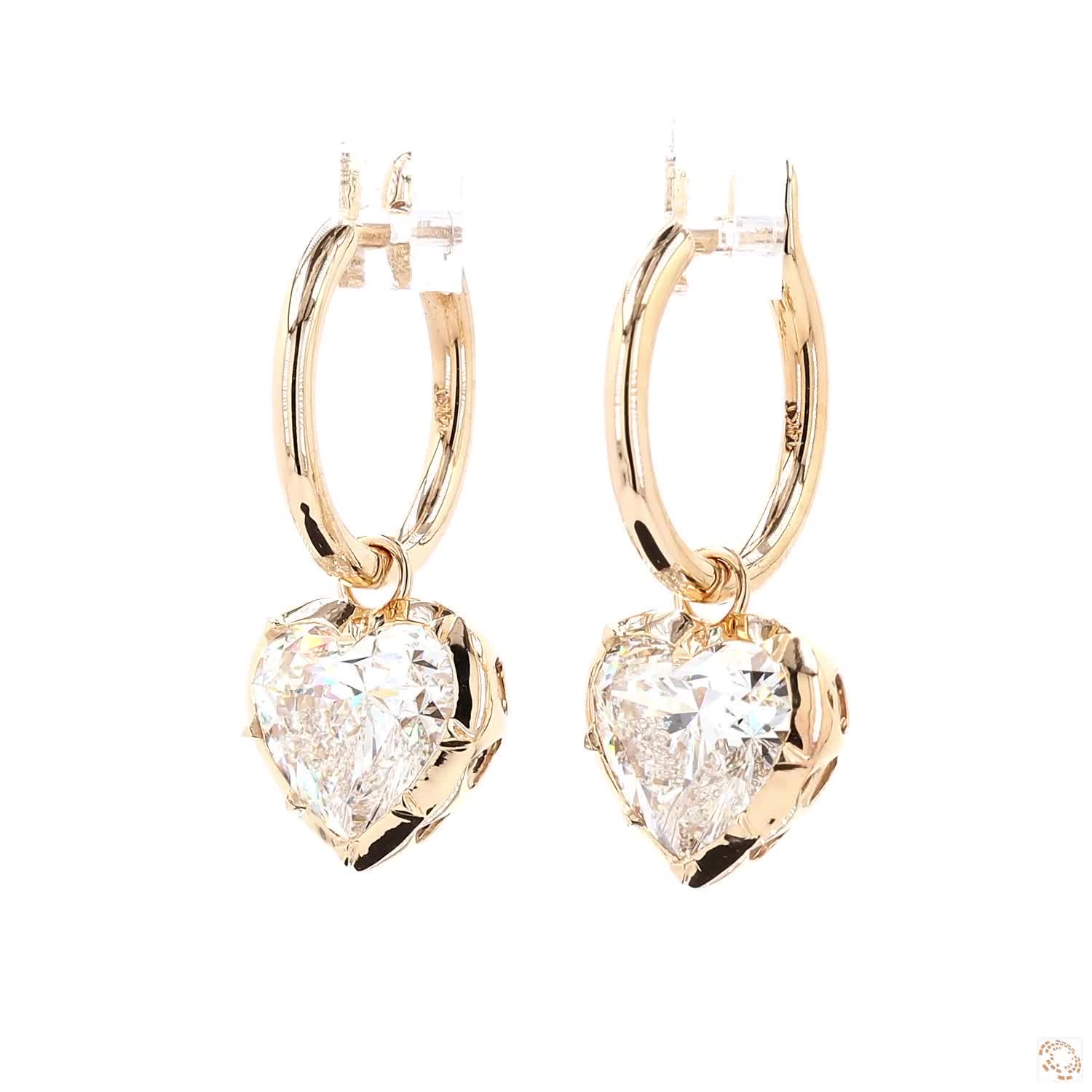 6.14 Ct Minimalist Heart Diamond Georgian Earring | Everyday Gold Dangle Earrings
